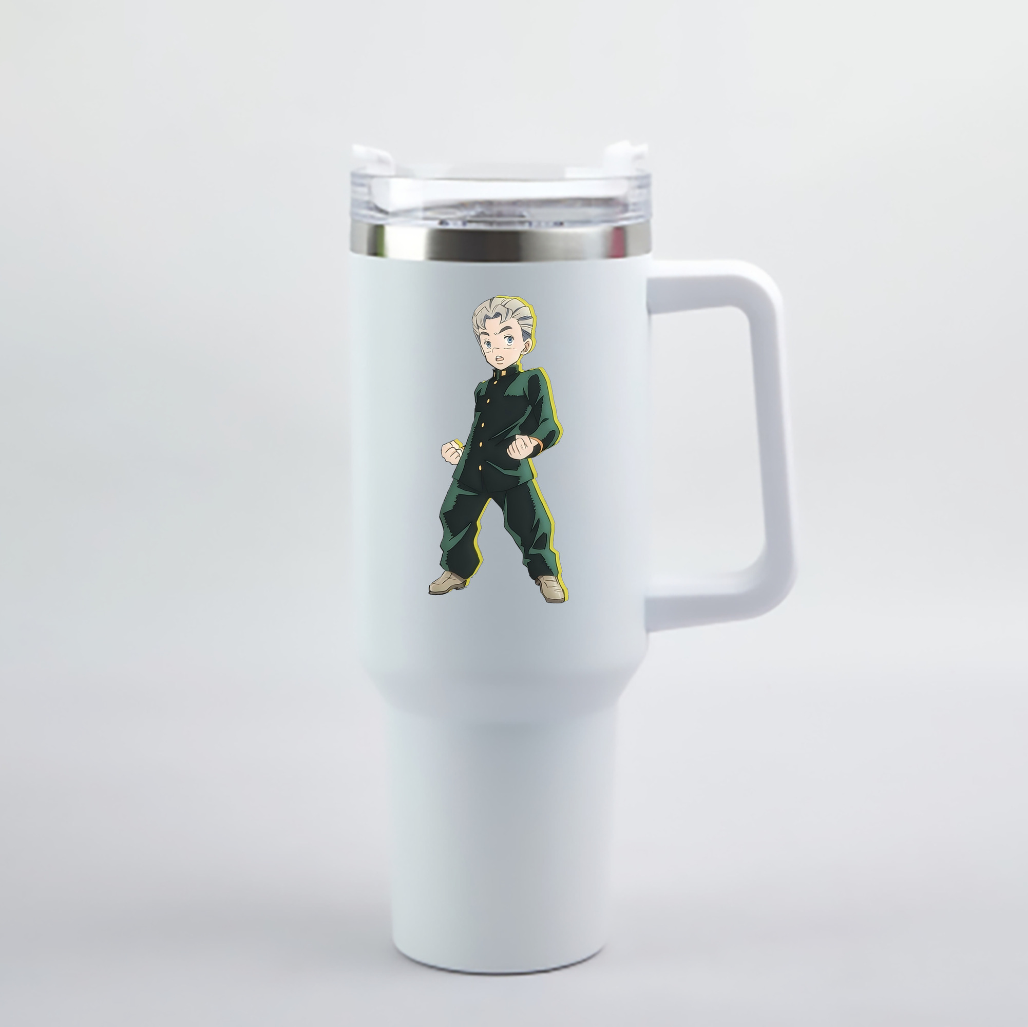 （画像用） ジョジョの奇妙な冒険 広瀨康一 JoJo's Bizarre Adventure Hirose Koichi 1200mL車用タンブラー - クリスタルステッカー（プラスチックストロー付き）