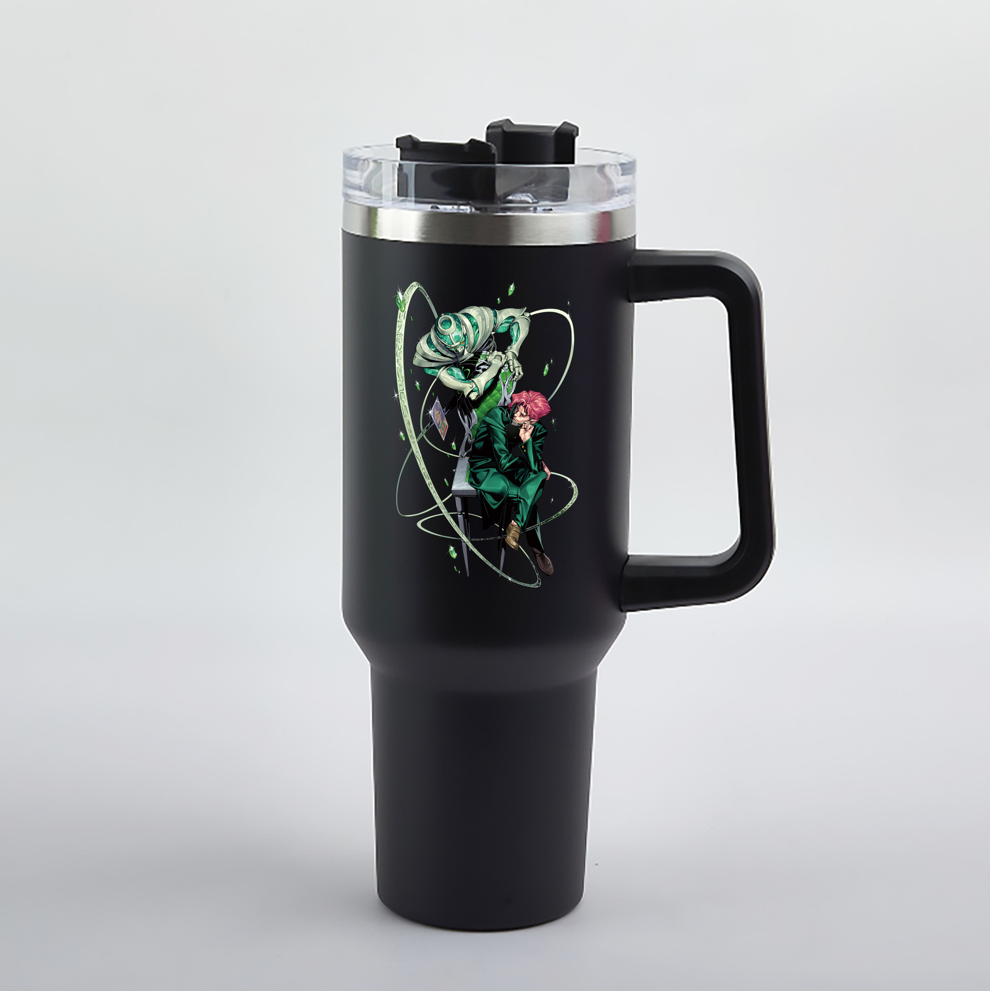 （画像用） ジョジョの奇妙な冒険 花京院 典明（かきょういん のりあき） JoJo's Bizarre Adventure Kakyoin Noriaki 1200mL車用タンブラー（カラープリント）