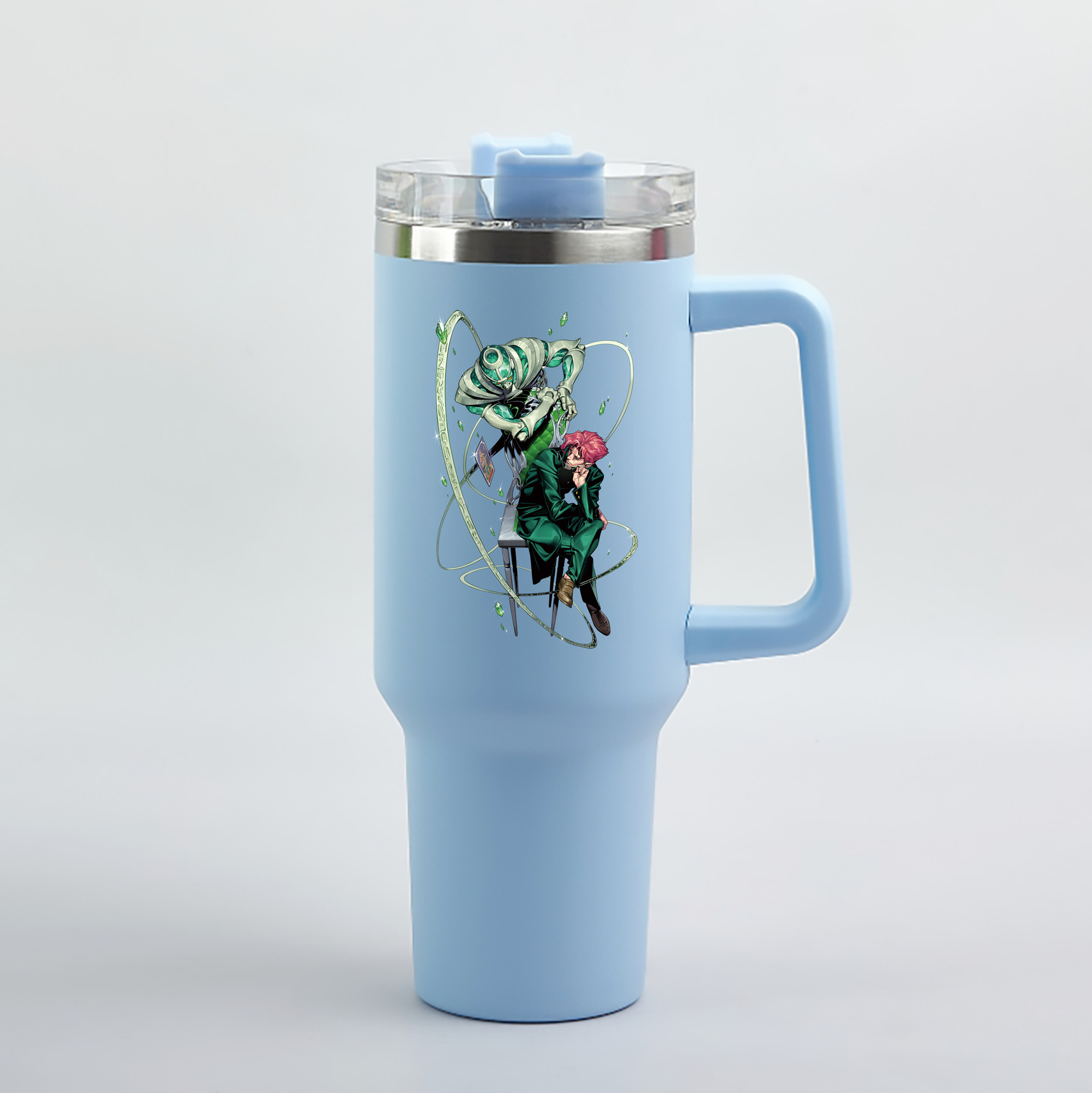 （画像用） ジョジョの奇妙な冒険 花京院 典明（かきょういん のりあき） JoJo's Bizarre Adventure Kakyoin Noriaki 1200mL車用タンブラー（カラープリント）