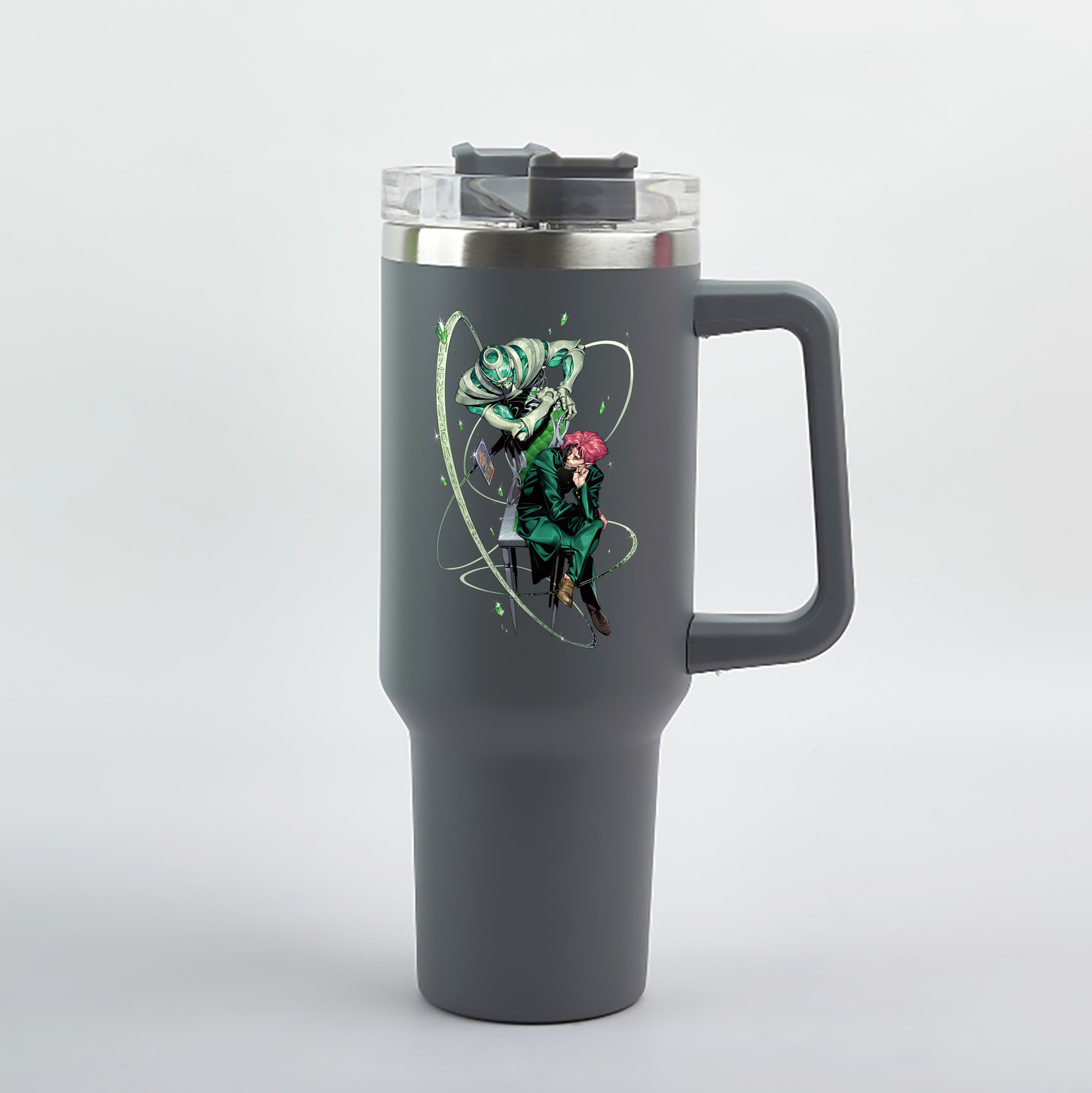 （画像用） ジョジョの奇妙な冒険 花京院 典明（かきょういん のりあき） JoJo's Bizarre Adventure Kakyoin Noriaki 1200mL車用タンブラー（カラープリント）