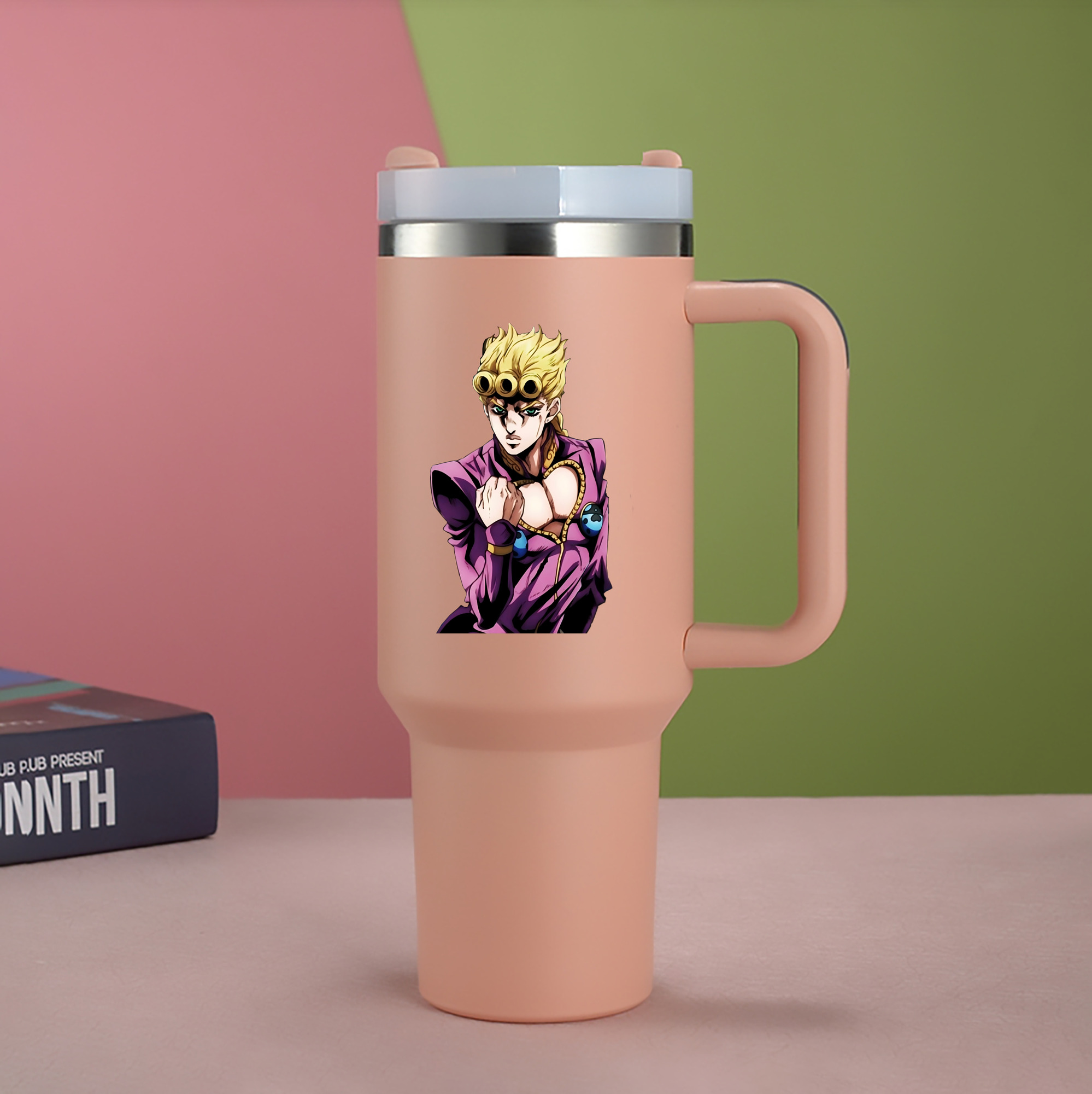 （画像用） ジョジョの奇妙な冒険 ジョルノ?ジョバァーナ JoJo's Bizarre Adventure Giorno Giovanna 1200mL車用タンブラー（カラープリント）