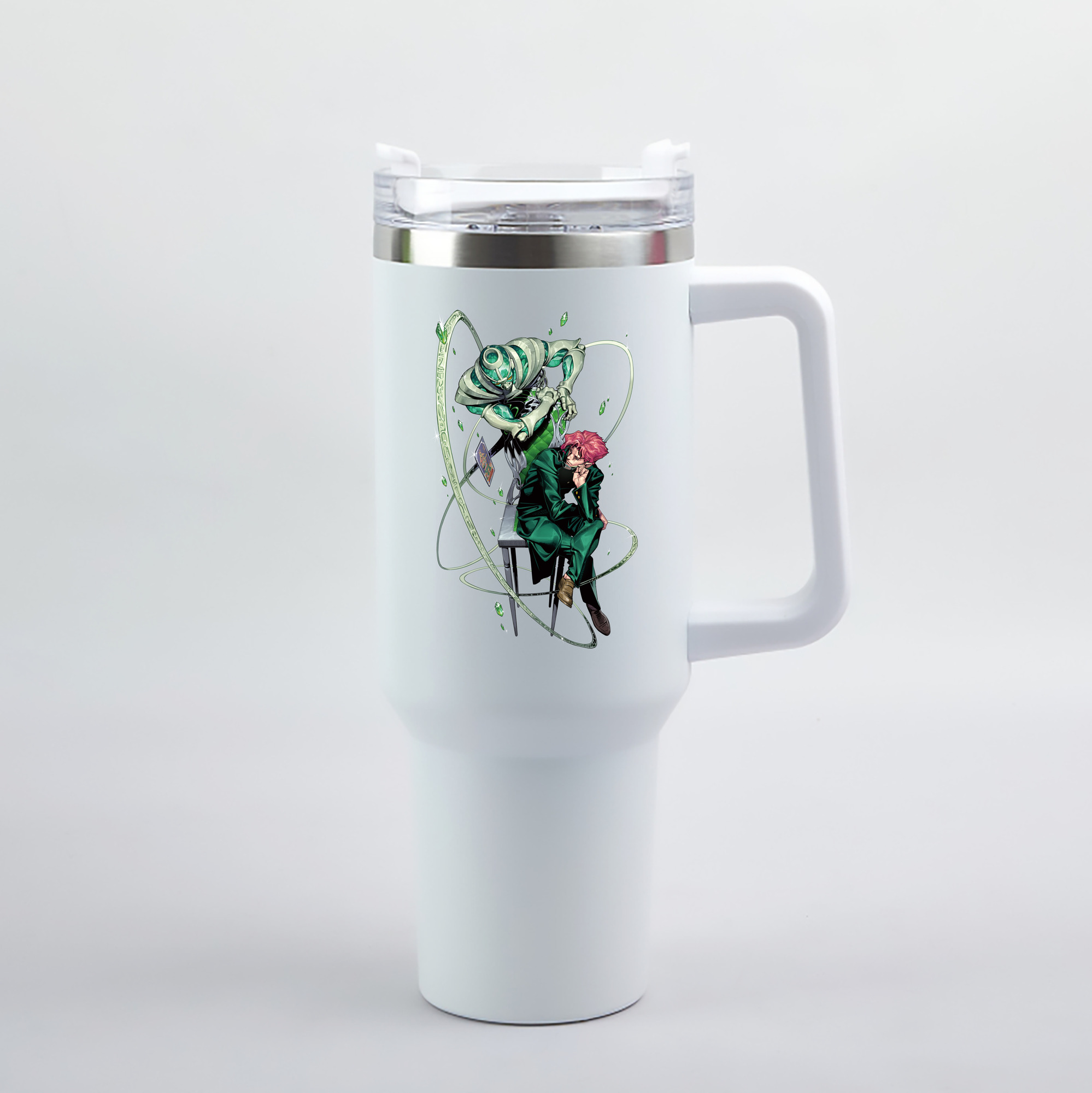 （画像用） ジョジョの奇妙な冒険 花京院 典明（かきょういん のりあき） JoJo's Bizarre Adventure Kakyoin Noriaki 1200mL車用タンブラー（カラープリント）