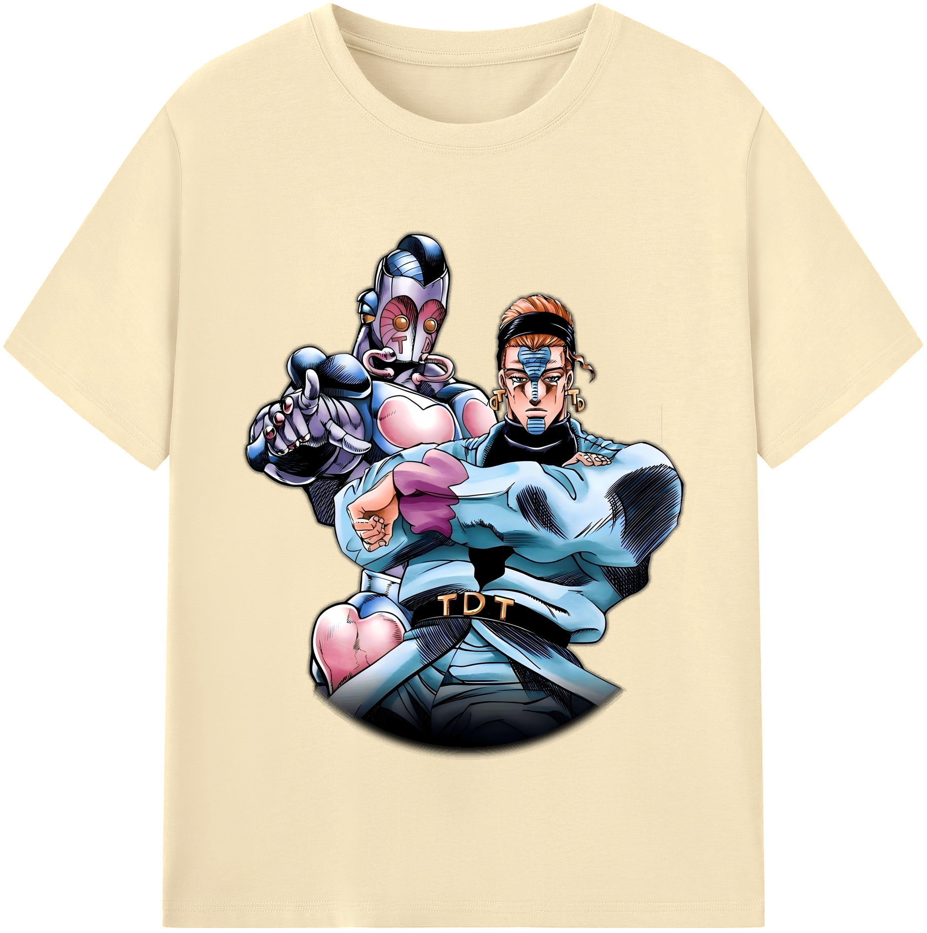（画像用） ジョジョの奇妙な冒険 ひがしかた じょうすけ JoJo's Bizarre Adventure Higashikata Josuke 綿100％半袖Tシャツ（フロントプリント）