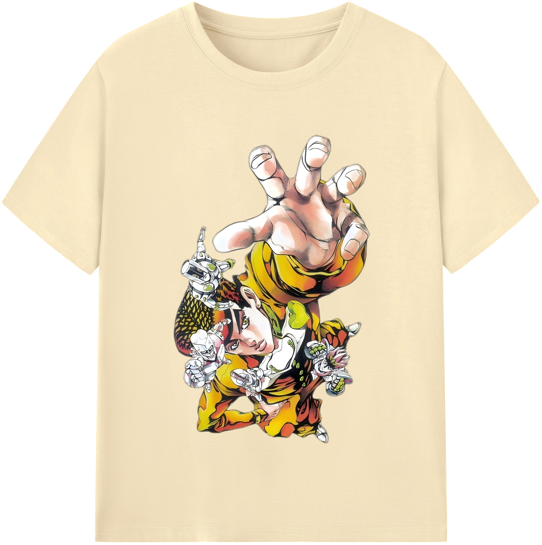 （画像用） ジョジョの奇妙な冒険 ひがしかた じょうすけ JoJo's Bizarre Adventure Higashikata Josuke 綿100％半袖Tシャツ（フロントプリント）