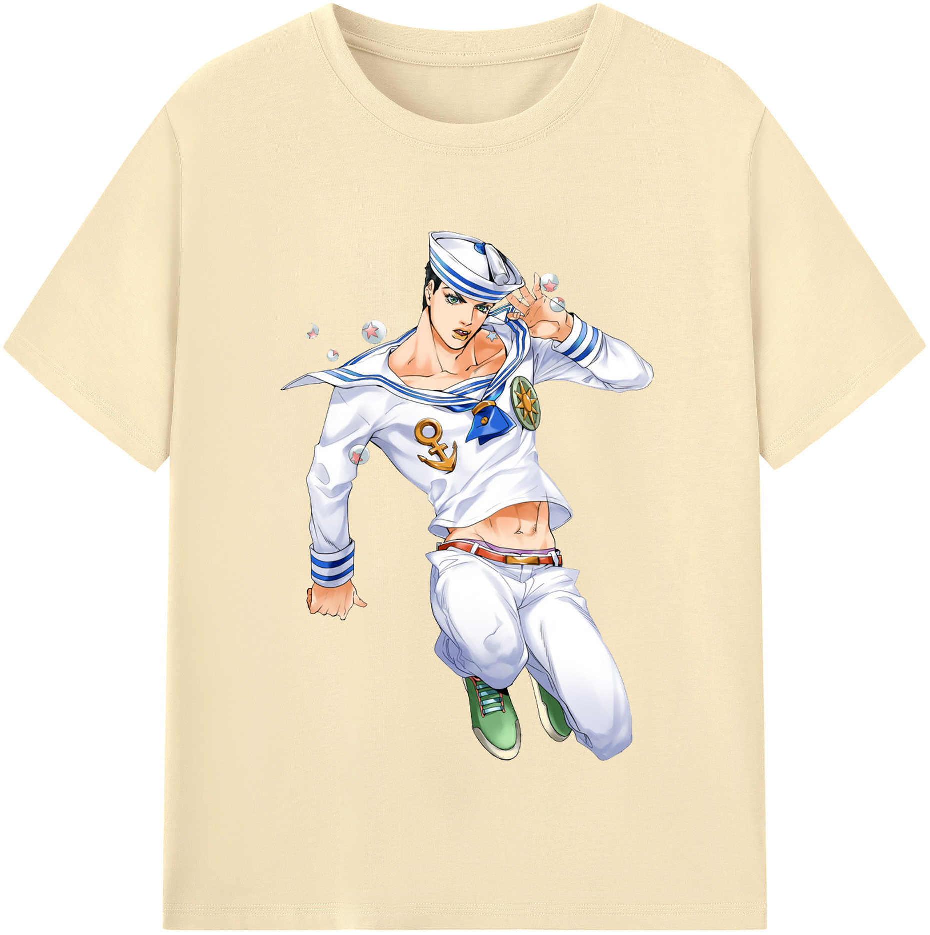 （画像用） ジョジョの奇妙な冒険 東方定助 JoJo's Bizarre Adventure Higashikata Josuke 綿100％半袖Tシャツ（フロントプリント）