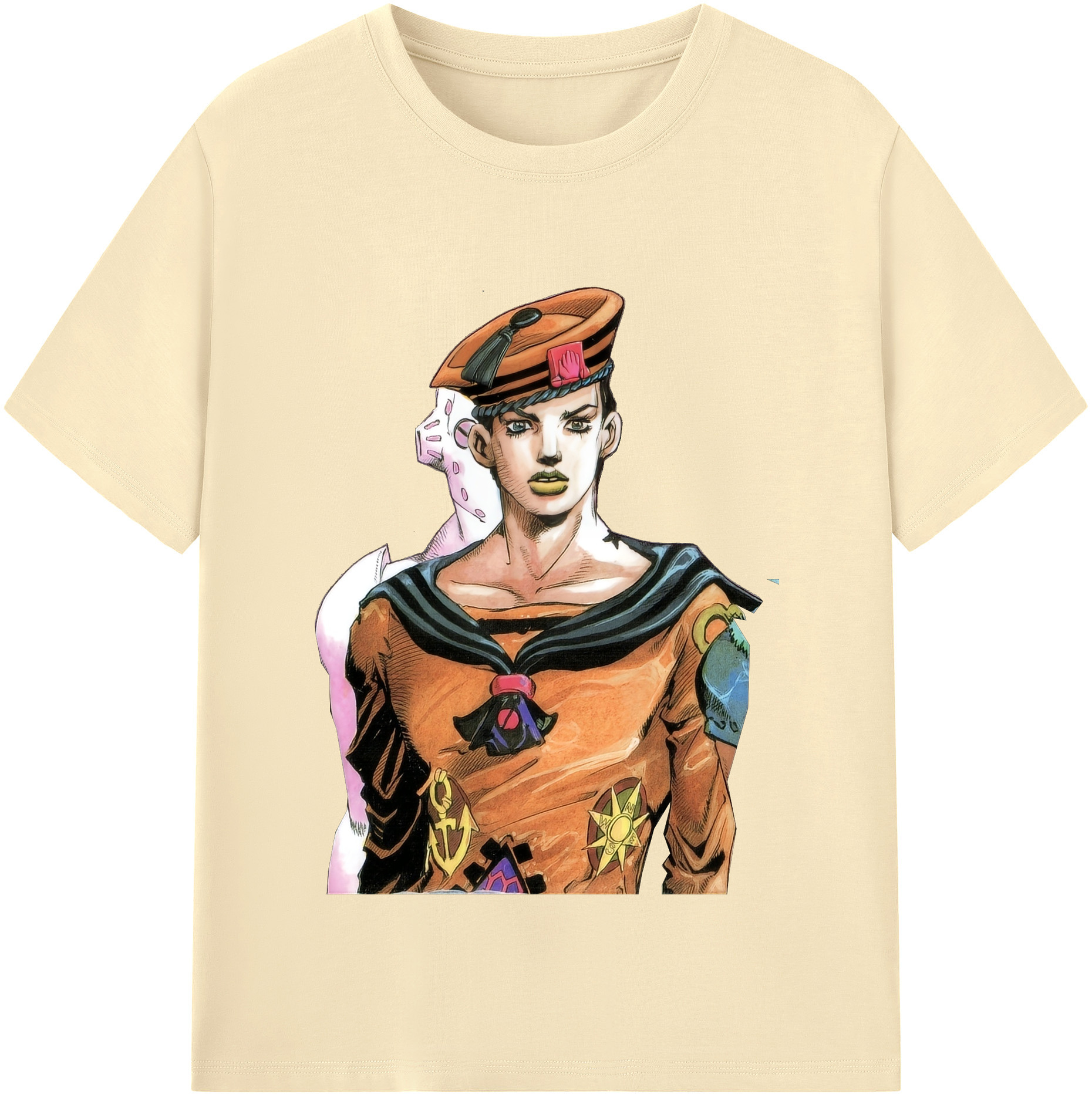 （画像用） ジョジョの奇妙な冒険 東方定助 JoJo's Bizarre Adventure Higashikata Josuke 綿100％半袖Tシャツ（フロントプリント）