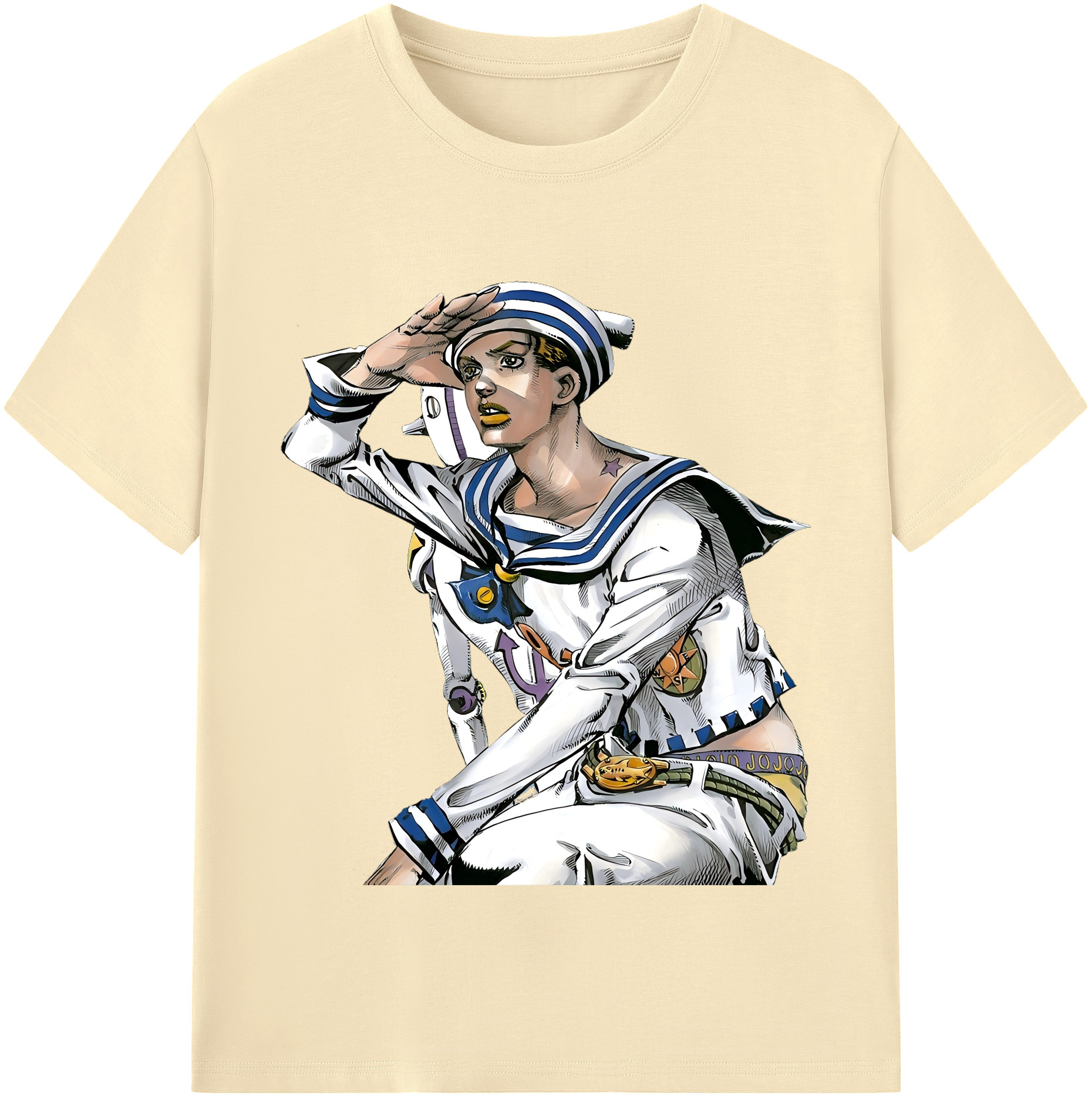 （画像用） ジョジョの奇妙な冒険 東方定助 JoJo's Bizarre Adventure Higashikata Josuke 綿100％半袖Tシャツ（フロントプリント）