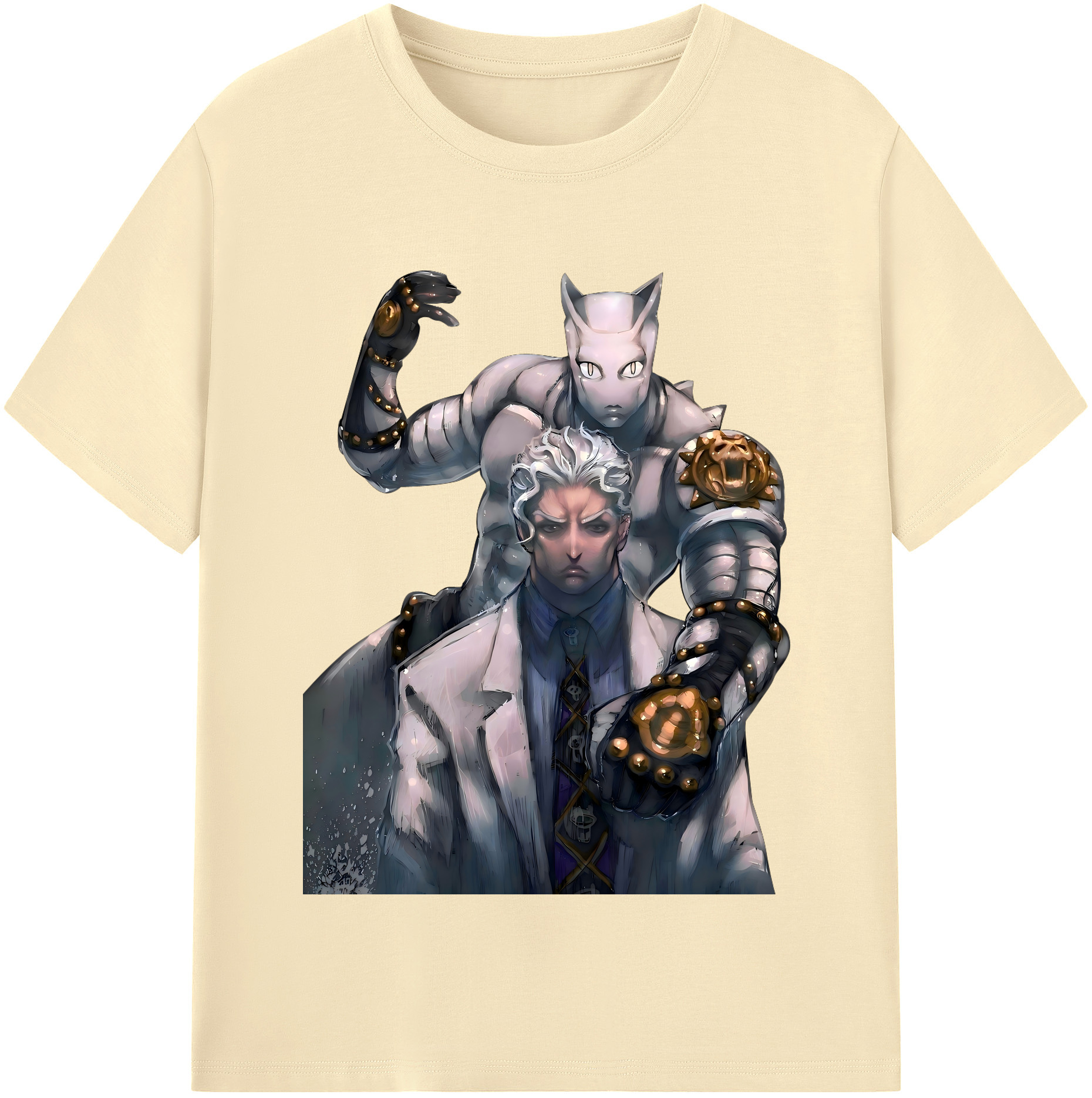 （画像用） ジョジョの奇妙な冒険 きら よしかげ JoJo's Bizarre Adventure Kira Yoshikage 綿100％半袖Tシャツ（フロントプリント）