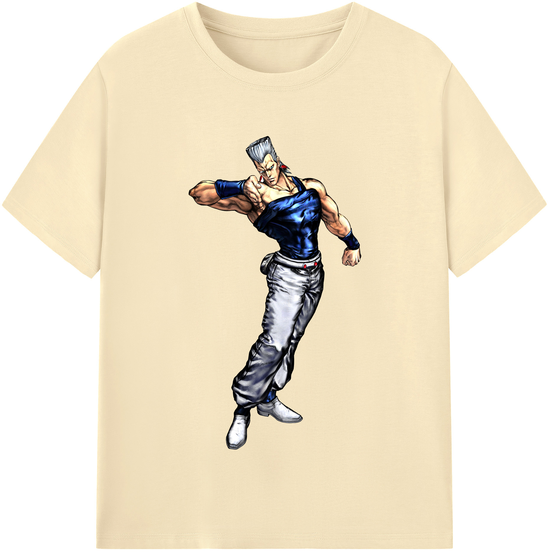 （画像用） ジョジョの奇妙な冒険 ジャン＝ピエール?ポルナレフ JoJo's Bizarre Adventure Jan Pierre Polnareff 綿100％半袖Tシャツ（フロントプリント）