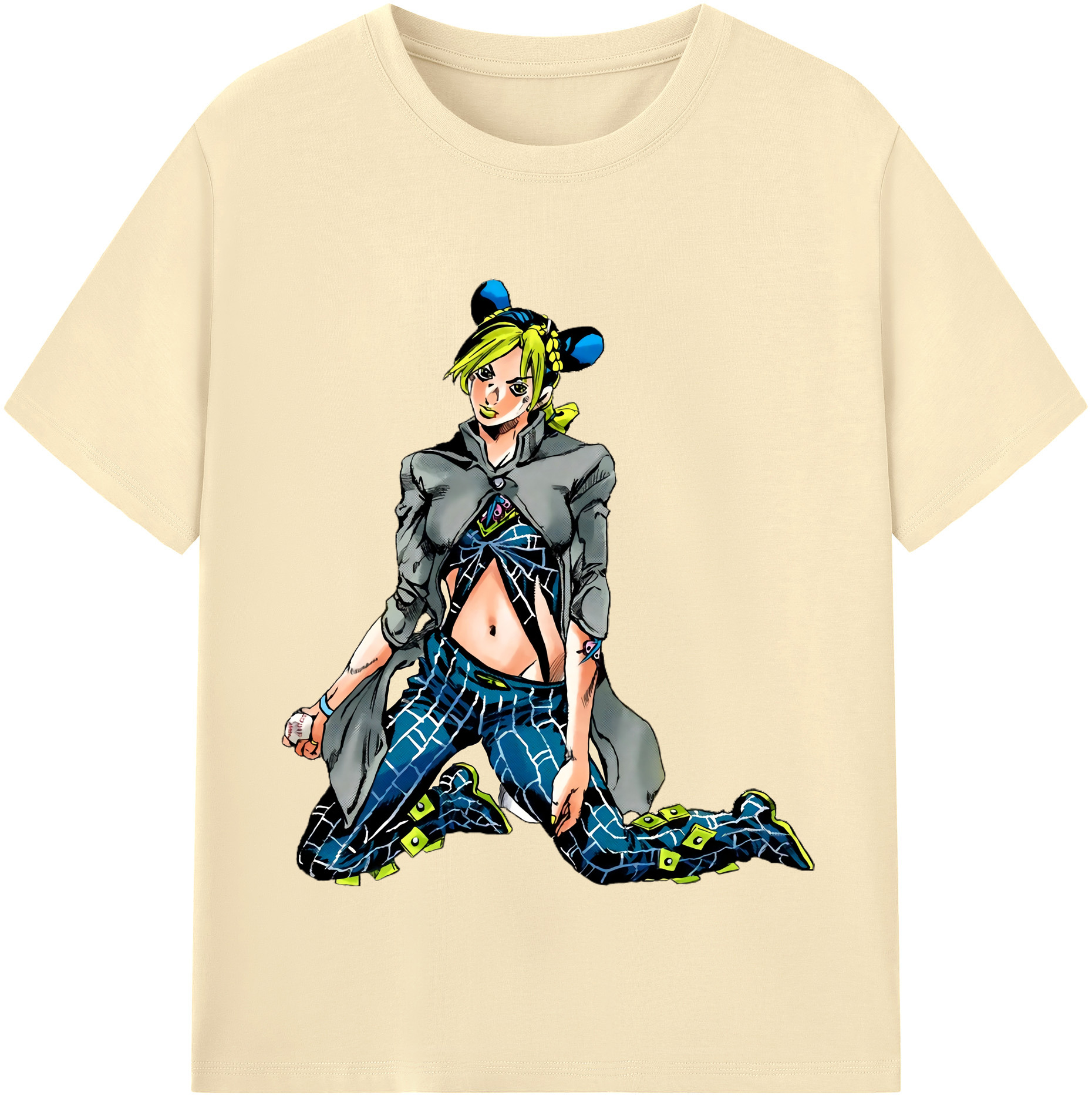 （画像用） "ジョジョの奇妙な冒険 くうじょう ジョリーン JoJo's Bizarre Adventure Jolyne Cujoh " 綿100％半袖Tシャツ（フロントプリント）