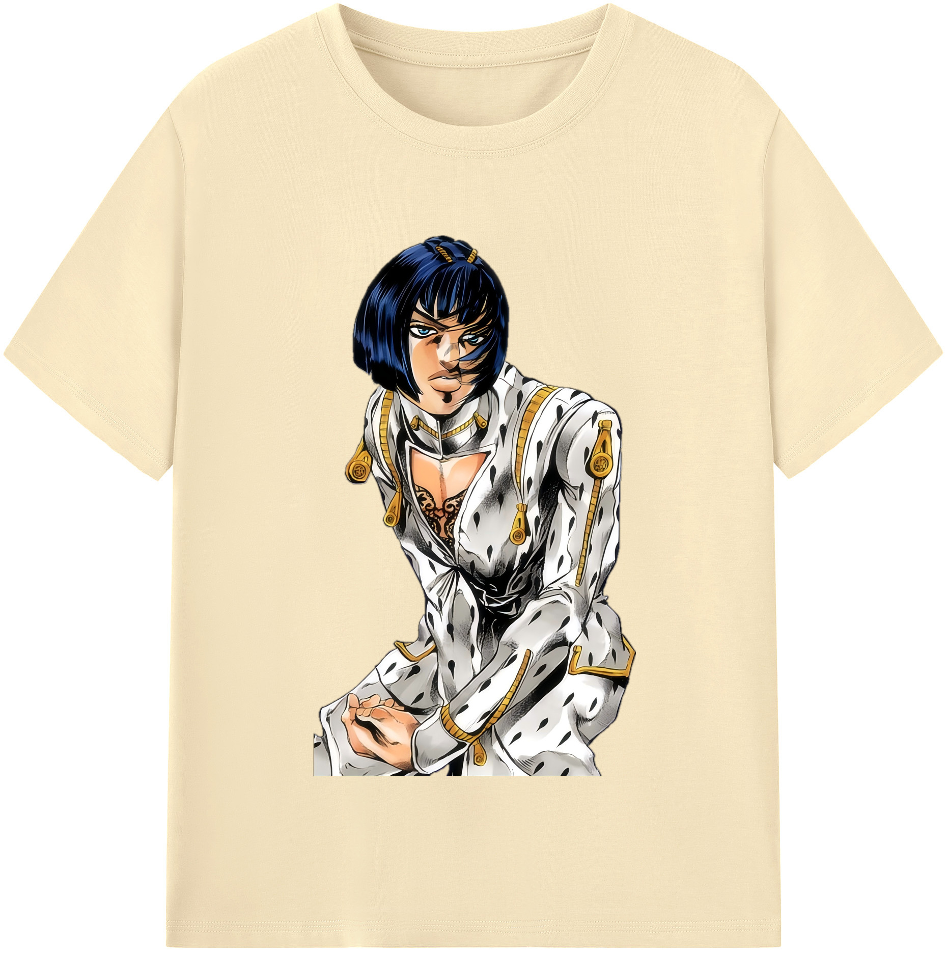 （画像用） ジョジョの奇妙な冒険 ブローノ?ブチャラティ JoJo's Bizarre Adventure Bruno Bucciarati 綿100％半袖Tシャツ（フロントプリント）