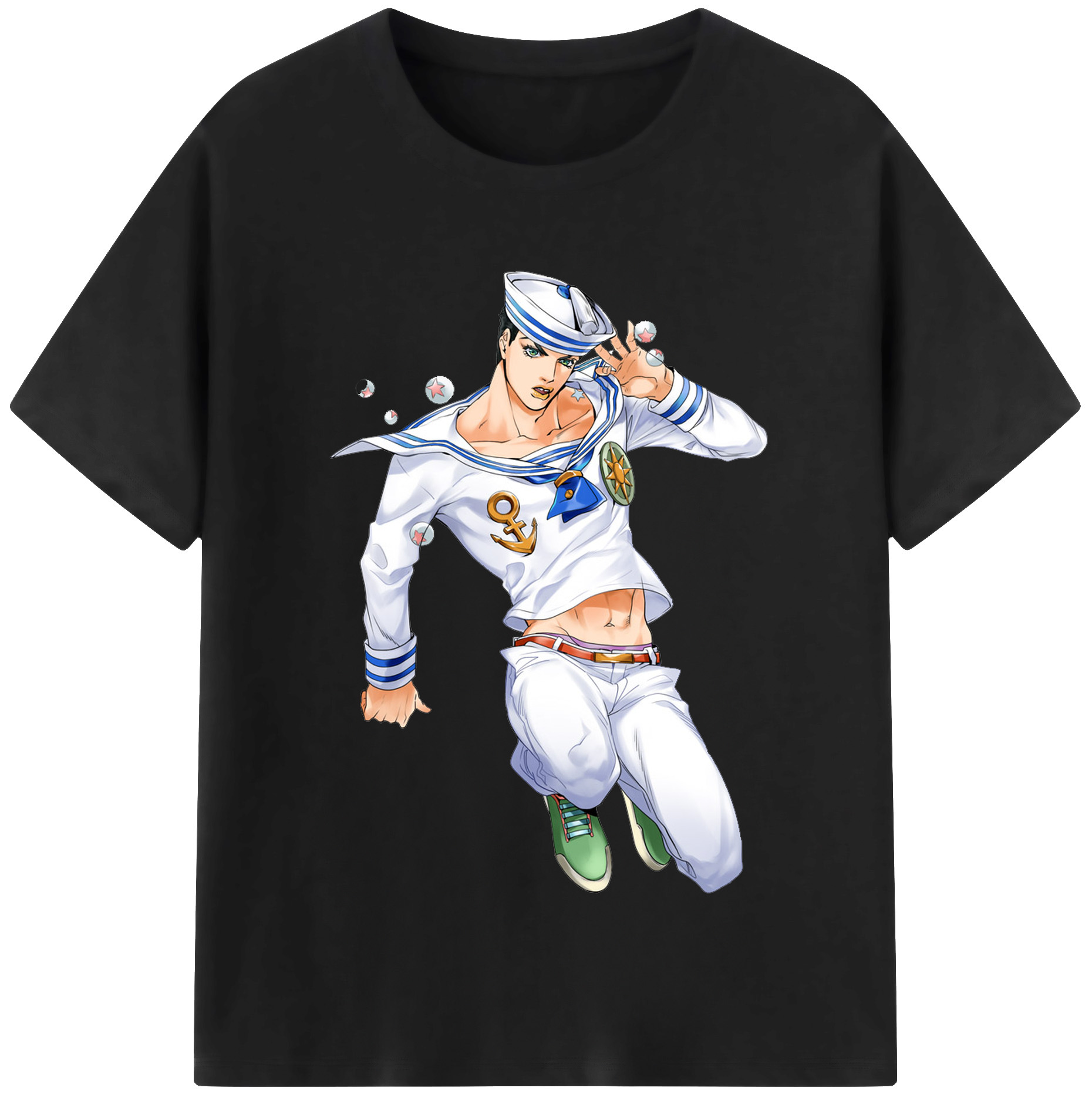 （画像用） ジョジョの奇妙な冒険 東方定助 JoJo's Bizarre Adventure Higashikata Josuke 綿100％半袖Tシャツ（フロントプリント）