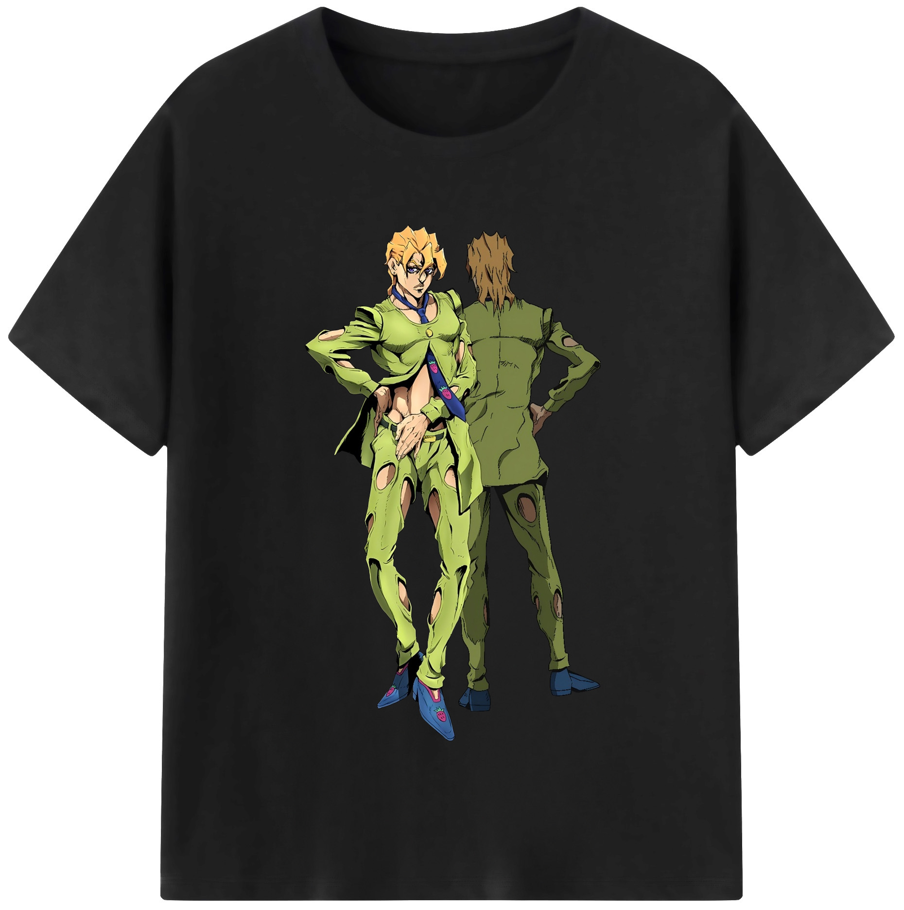 （画像用） ジョジョの奇妙な冒険 パンナコッタ?フー JoJo's Bizarre Adventure Pannacotta Fugo 綿100％半袖Tシャツ（フロントプリント）