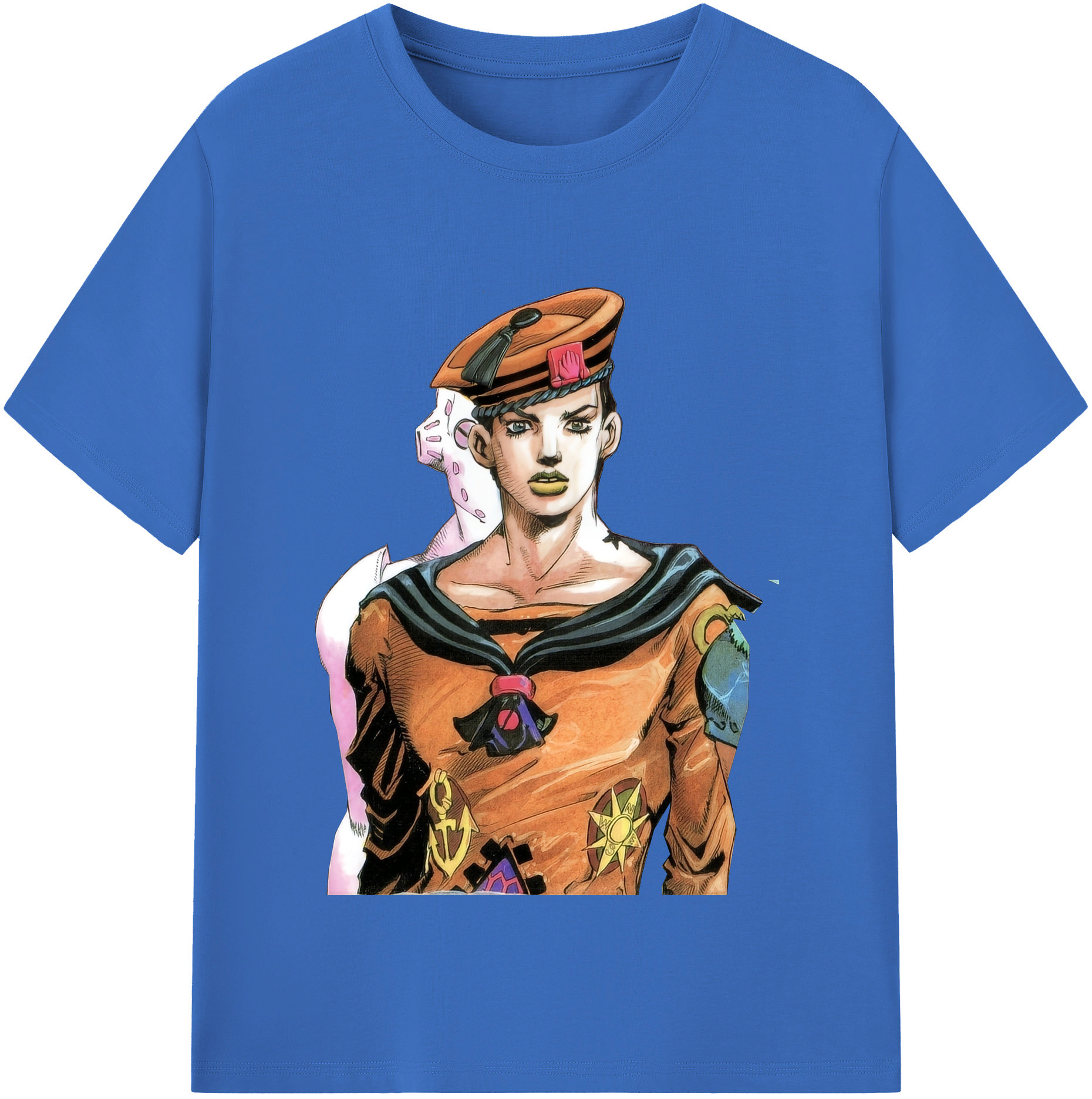 （画像用） ジョジョの奇妙な冒険 東方定助 JoJo's Bizarre Adventure Higashikata Josuke 綿100％半袖Tシャツ（フロントプリント）