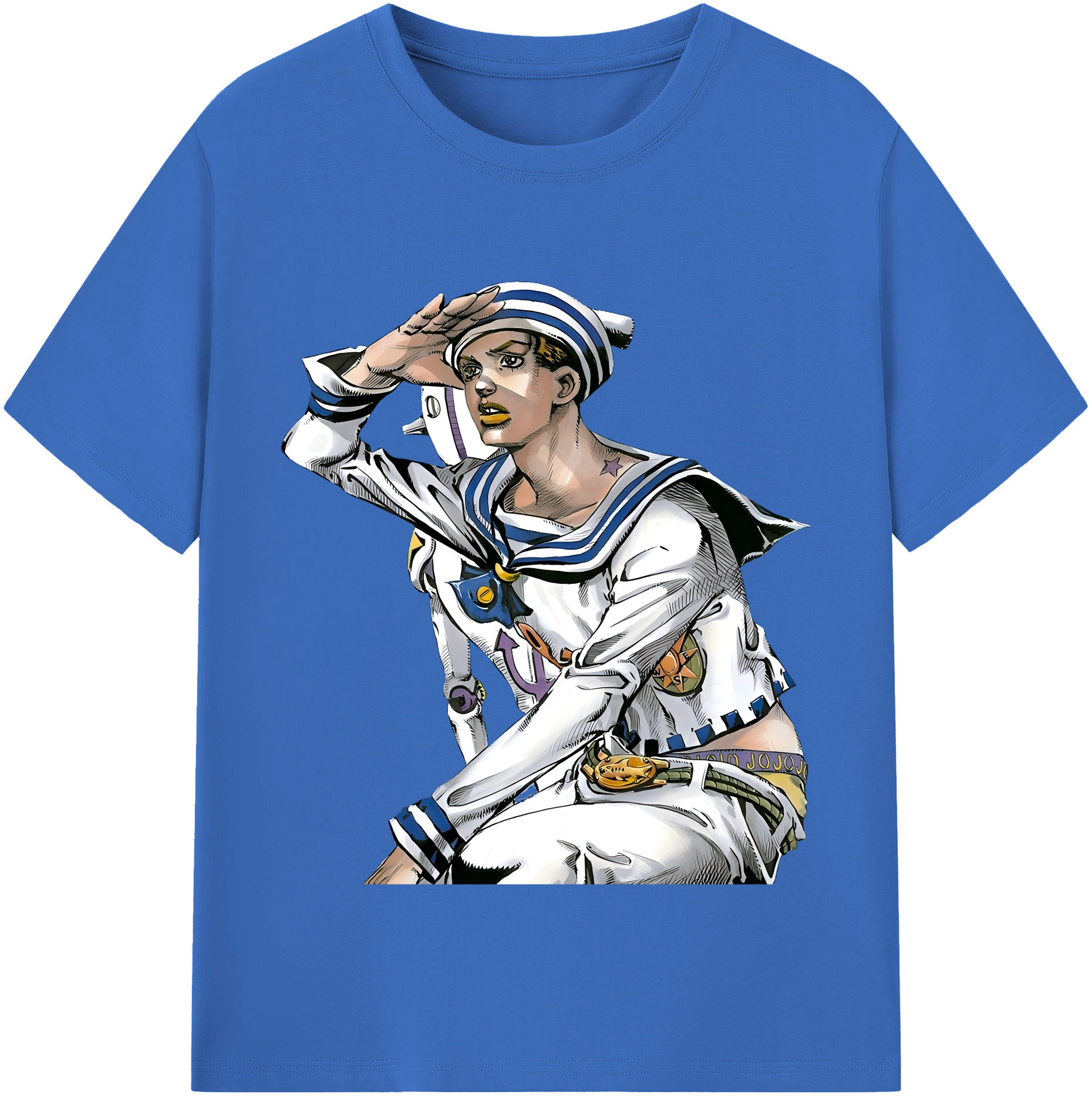 （画像用） ジョジョの奇妙な冒険 東方定助 JoJo's Bizarre Adventure Higashikata Josuke 綿100％半袖Tシャツ（フロントプリント）