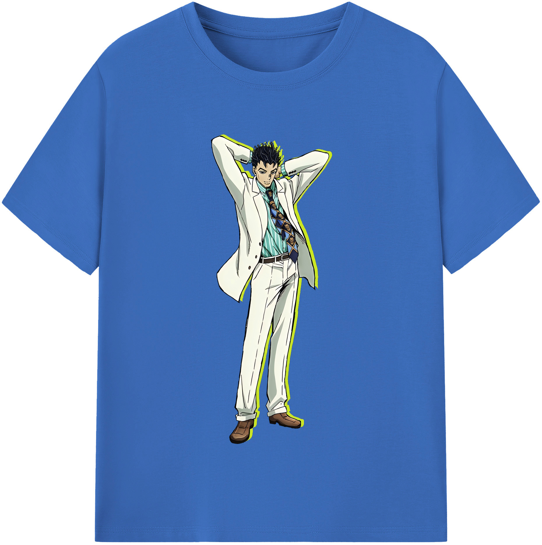 （画像用） ジョジョの奇妙な冒険 きら よしかげ JoJo's Bizarre Adventure Kira Yoshikage 綿100％半袖Tシャツ（フロントプリント）