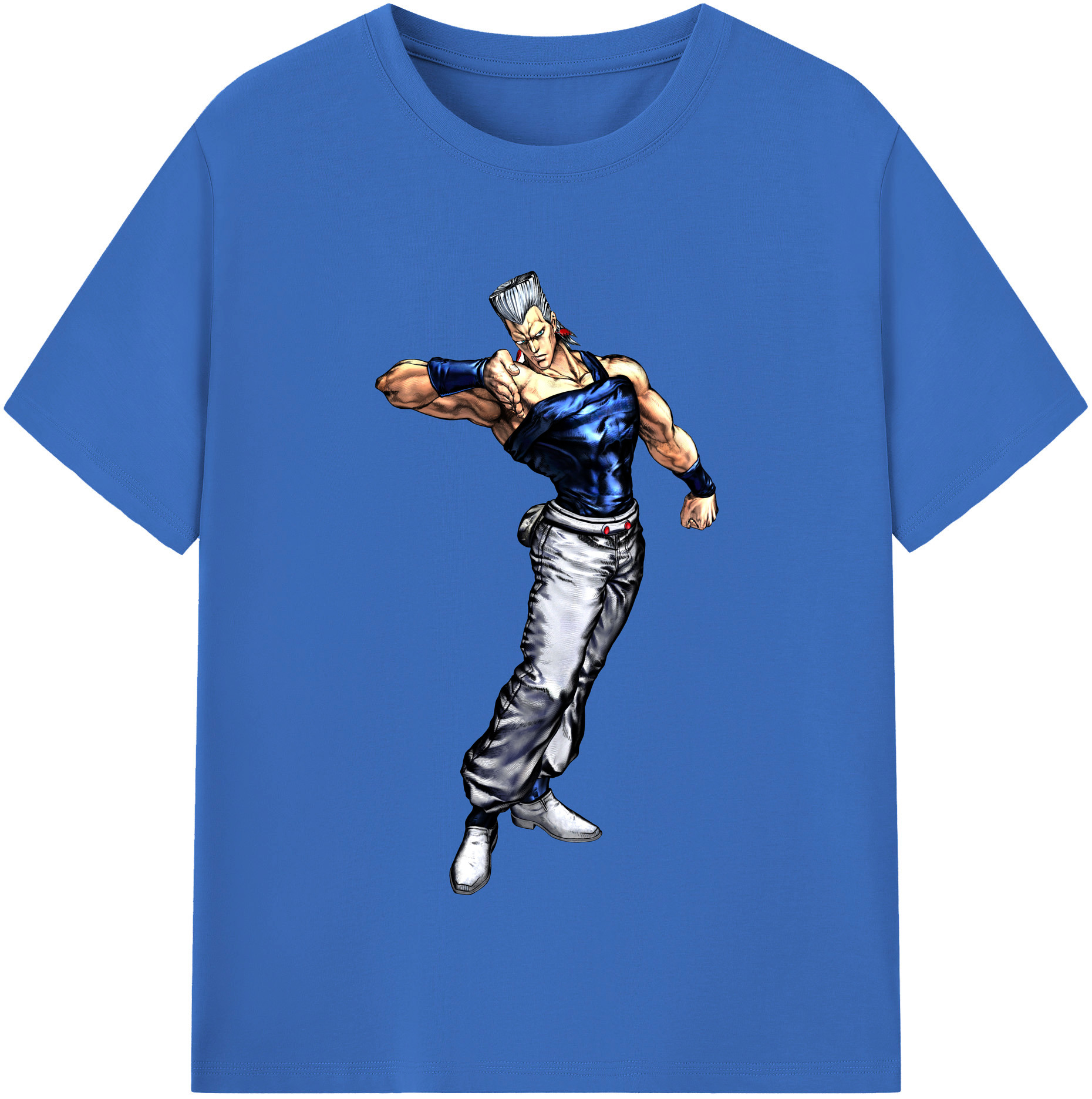 （画像用） ジョジョの奇妙な冒険 ジャン＝ピエール?ポルナレフ JoJo's Bizarre Adventure Jan Pierre Polnareff 綿100％半袖Tシャツ（フロントプリント）