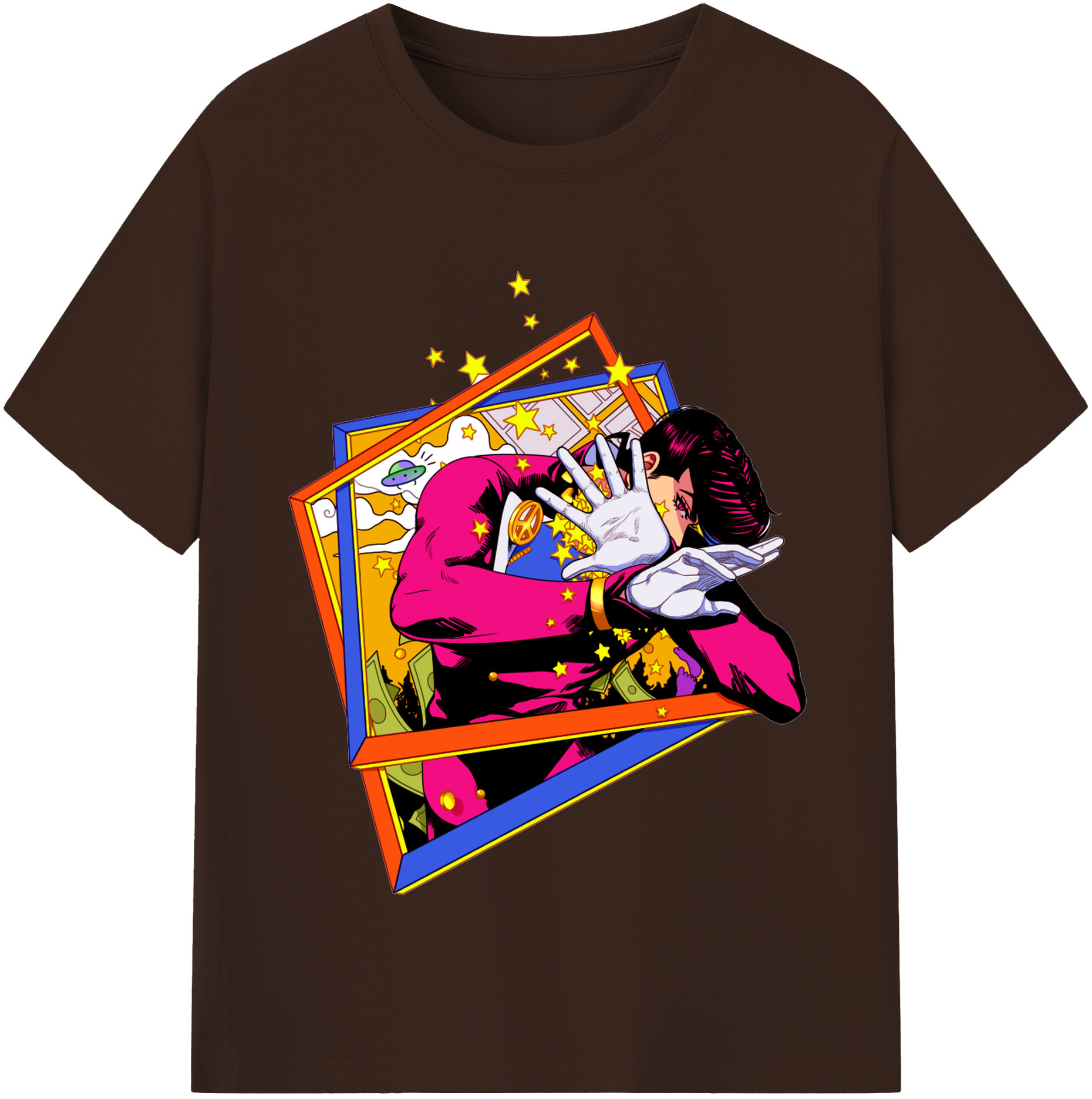 （画像用） ジョジョの奇妙な冒険 ひがしかた じょうすけ JoJo's Bizarre Adventure Higashikata Josuke 綿100％半袖Tシャツ（フロントプリント）