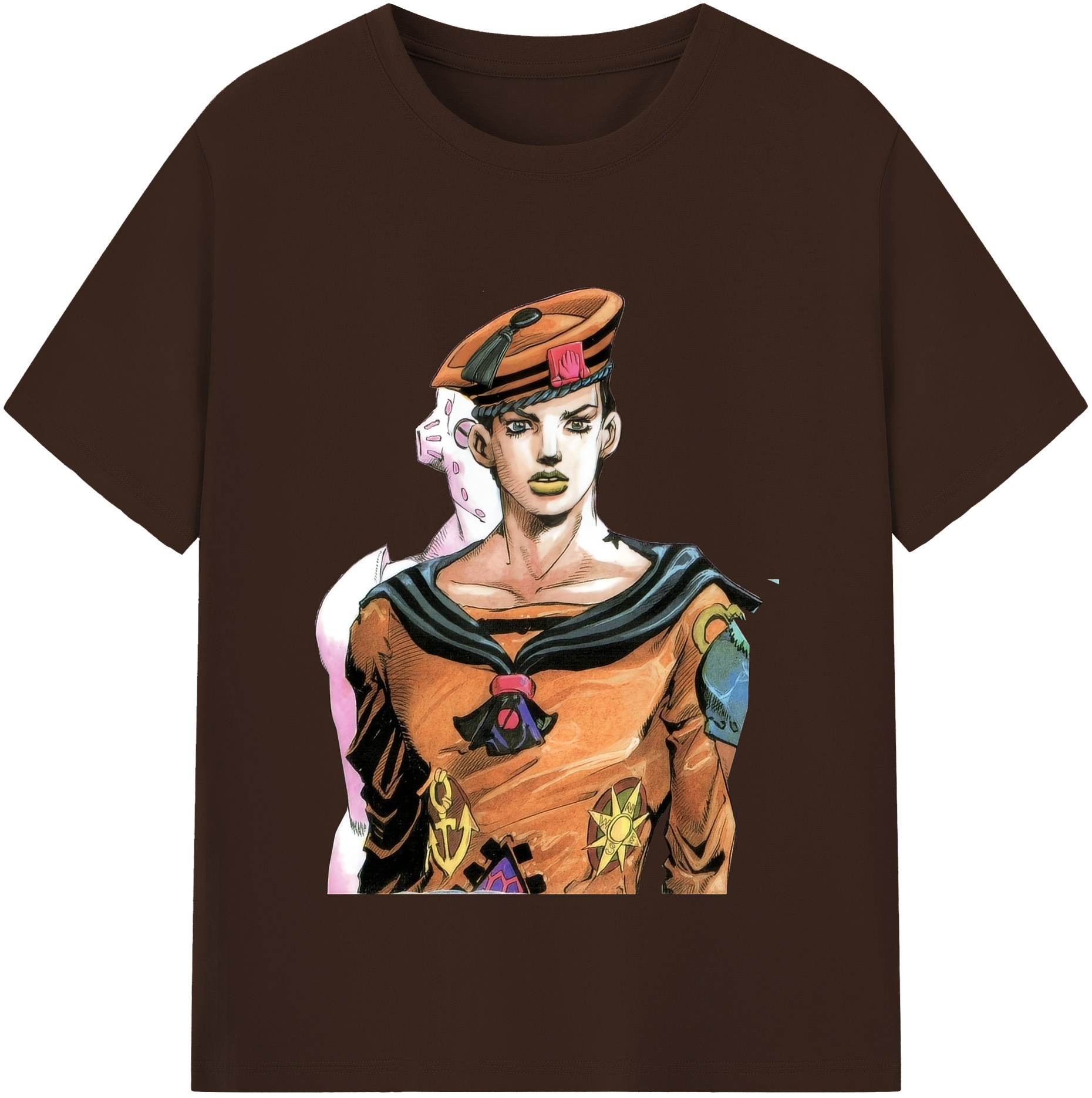 （画像用） ジョジョの奇妙な冒険 東方定助 JoJo's Bizarre Adventure Higashikata Josuke 綿100％半袖Tシャツ（フロントプリント）