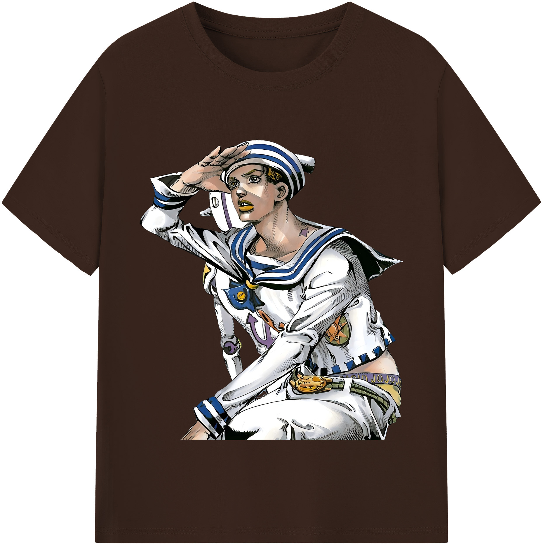 （画像用） ジョジョの奇妙な冒険 東方定助 JoJo's Bizarre Adventure Higashikata Josuke 綿100％半袖Tシャツ（フロントプリント）