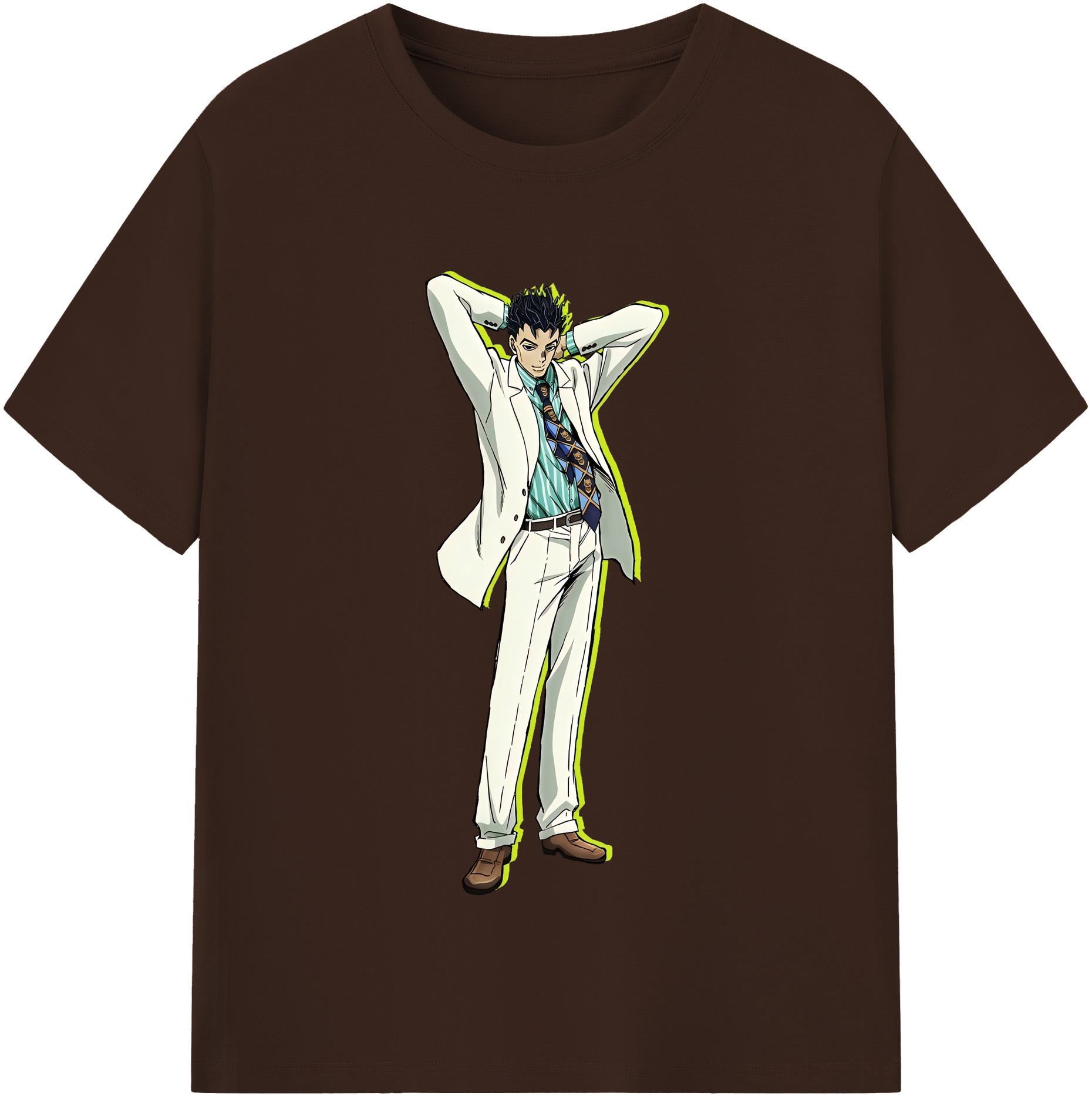 （画像用） ジョジョの奇妙な冒険 きら よしかげ JoJo's Bizarre Adventure Kira Yoshikage 綿100％半袖Tシャツ（フロントプリント）