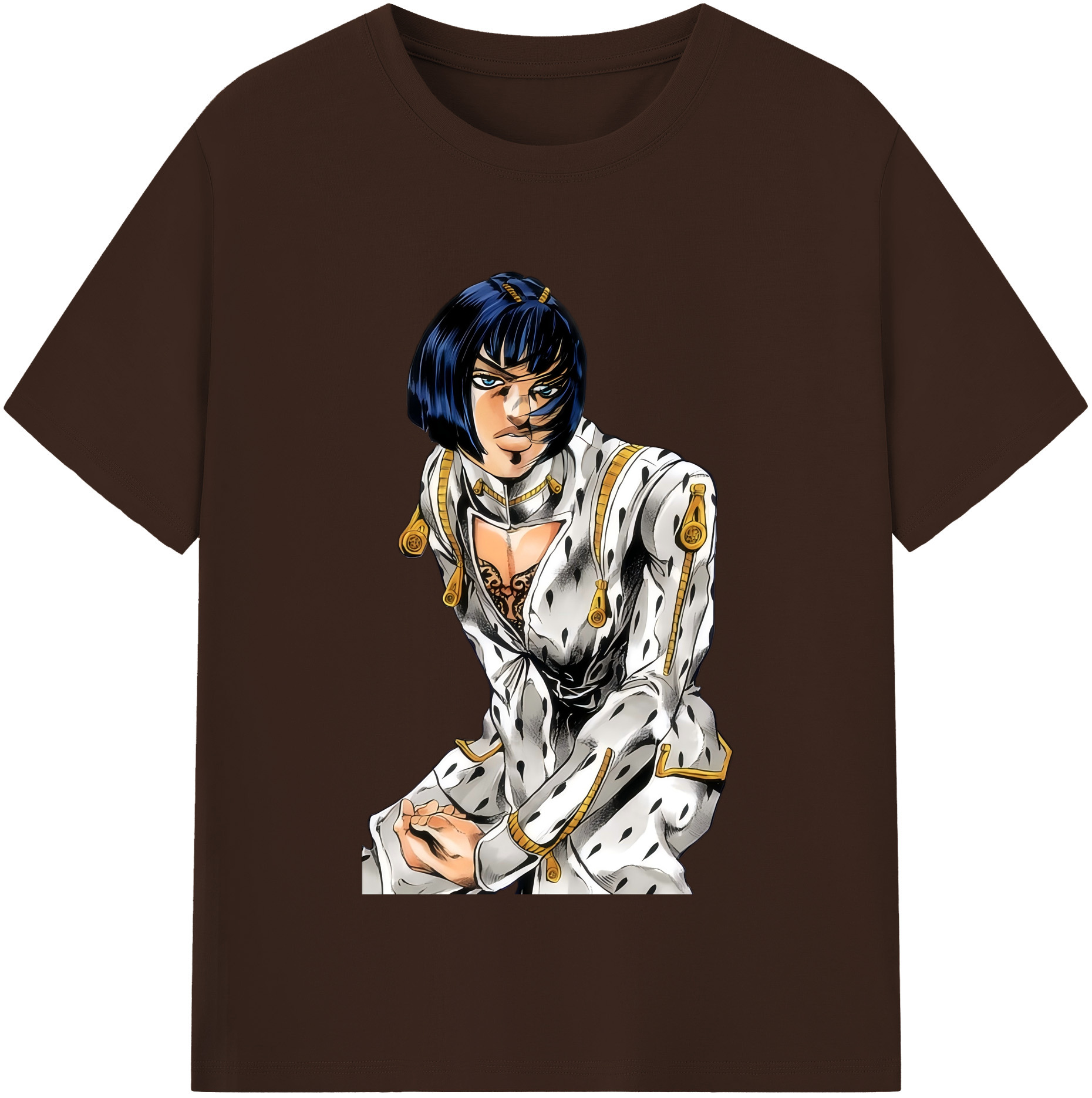（画像用） ジョジョの奇妙な冒険 ブローノ?ブチャラティ JoJo's Bizarre Adventure Bruno Bucciarati 綿100％半袖Tシャツ（フロントプリント）