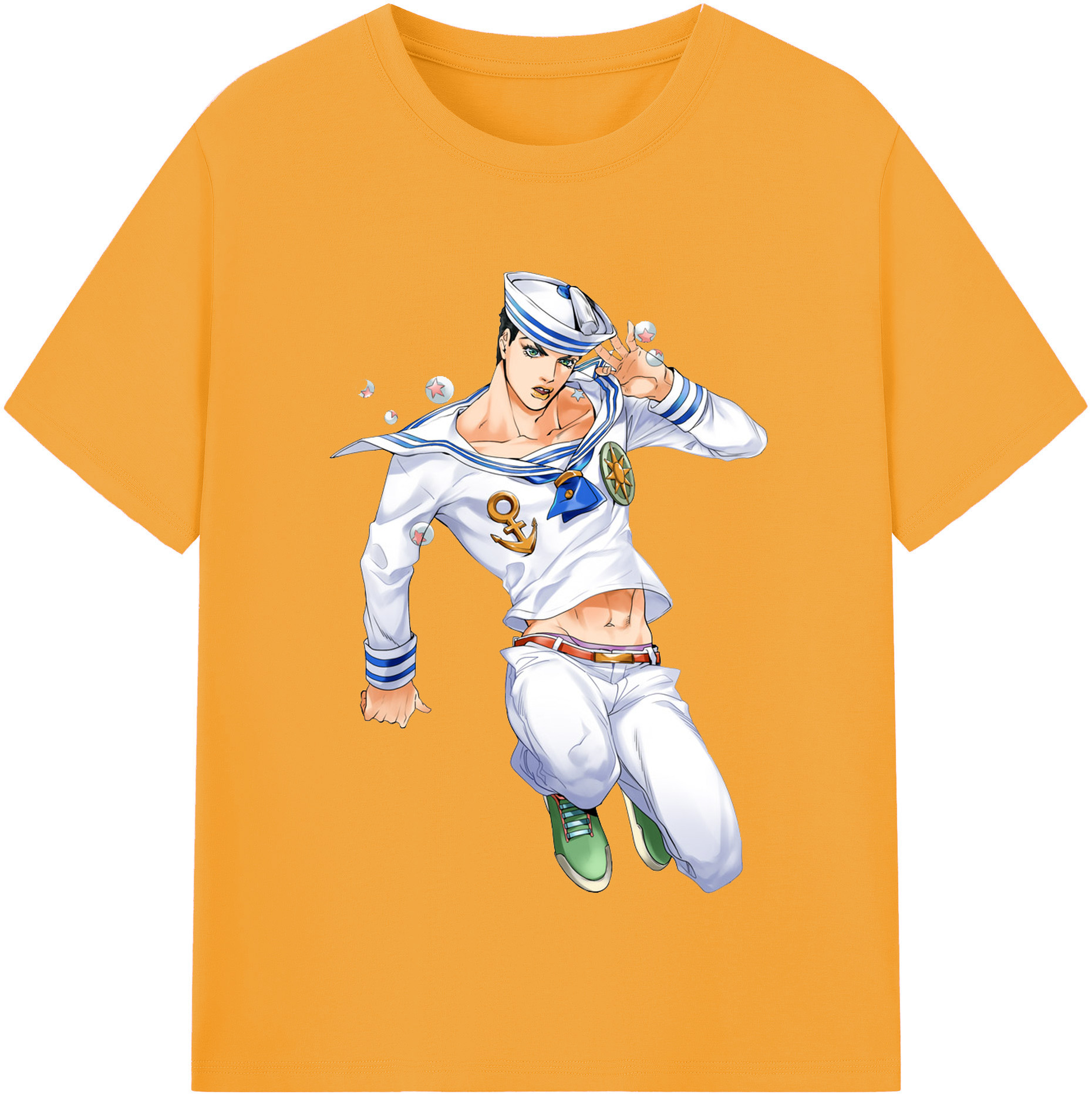 （画像用） ジョジョの奇妙な冒険 東方定助 JoJo's Bizarre Adventure Higashikata Josuke 綿100％半袖Tシャツ（フロントプリント）