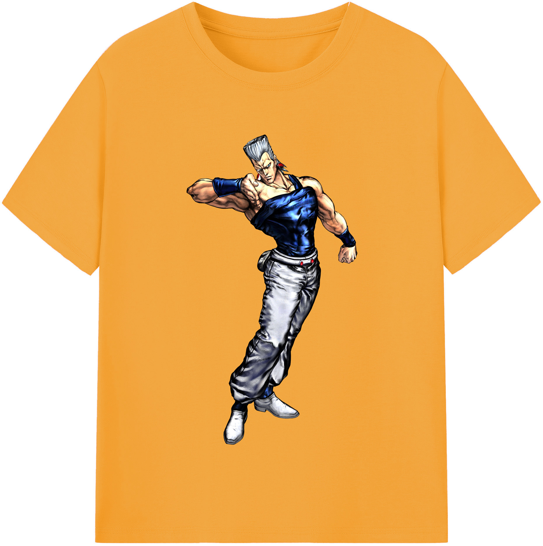 （画像用） ジョジョの奇妙な冒険 ジャン＝ピエール?ポルナレフ JoJo's Bizarre Adventure Jan Pierre Polnareff 綿100％半袖Tシャツ（フロントプリント）