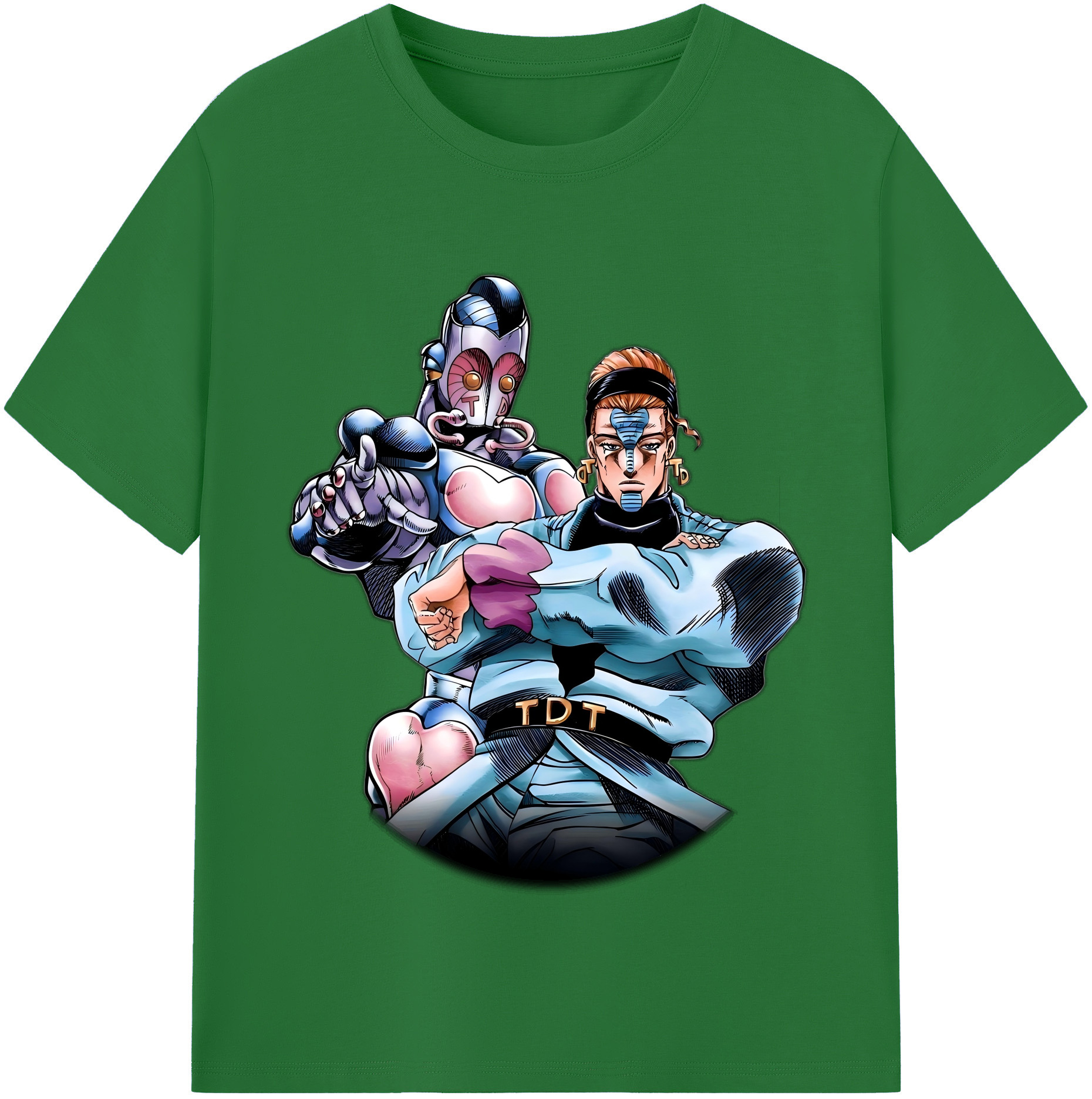 （画像用） ジョジョの奇妙な冒険 ひがしかた じょうすけ JoJo's Bizarre Adventure Higashikata Josuke 綿100％半袖Tシャツ（フロントプリント）