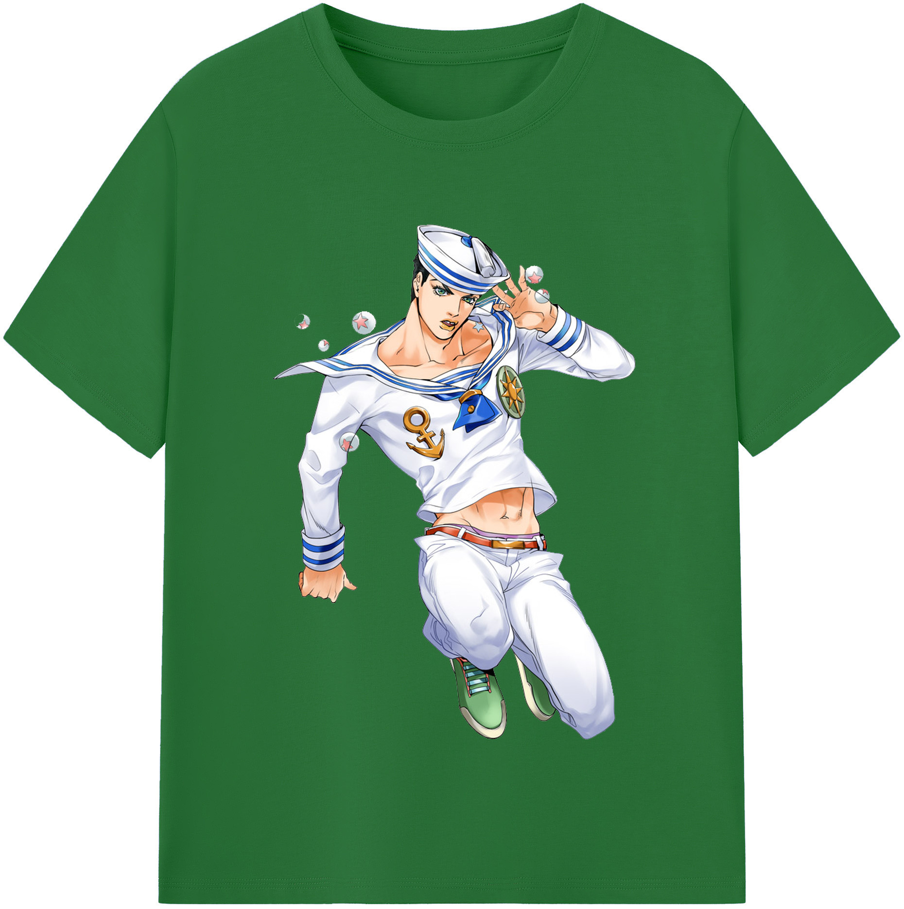 （画像用） ジョジョの奇妙な冒険 東方定助 JoJo's Bizarre Adventure Higashikata Josuke 綿100％半袖Tシャツ（フロントプリント）