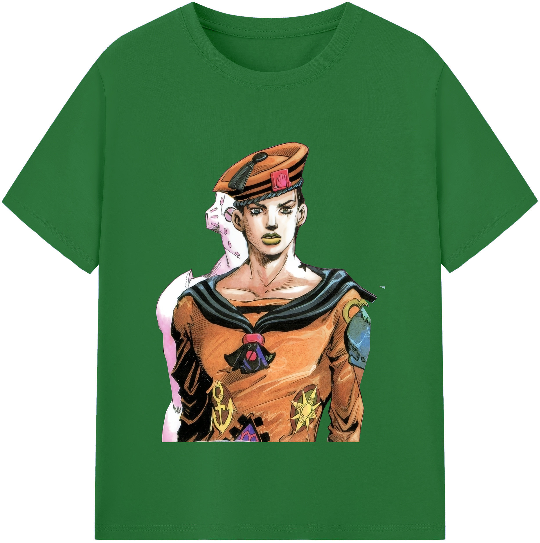 （画像用） ジョジョの奇妙な冒険 東方定助 JoJo's Bizarre Adventure Higashikata Josuke 綿100％半袖Tシャツ（フロントプリント）