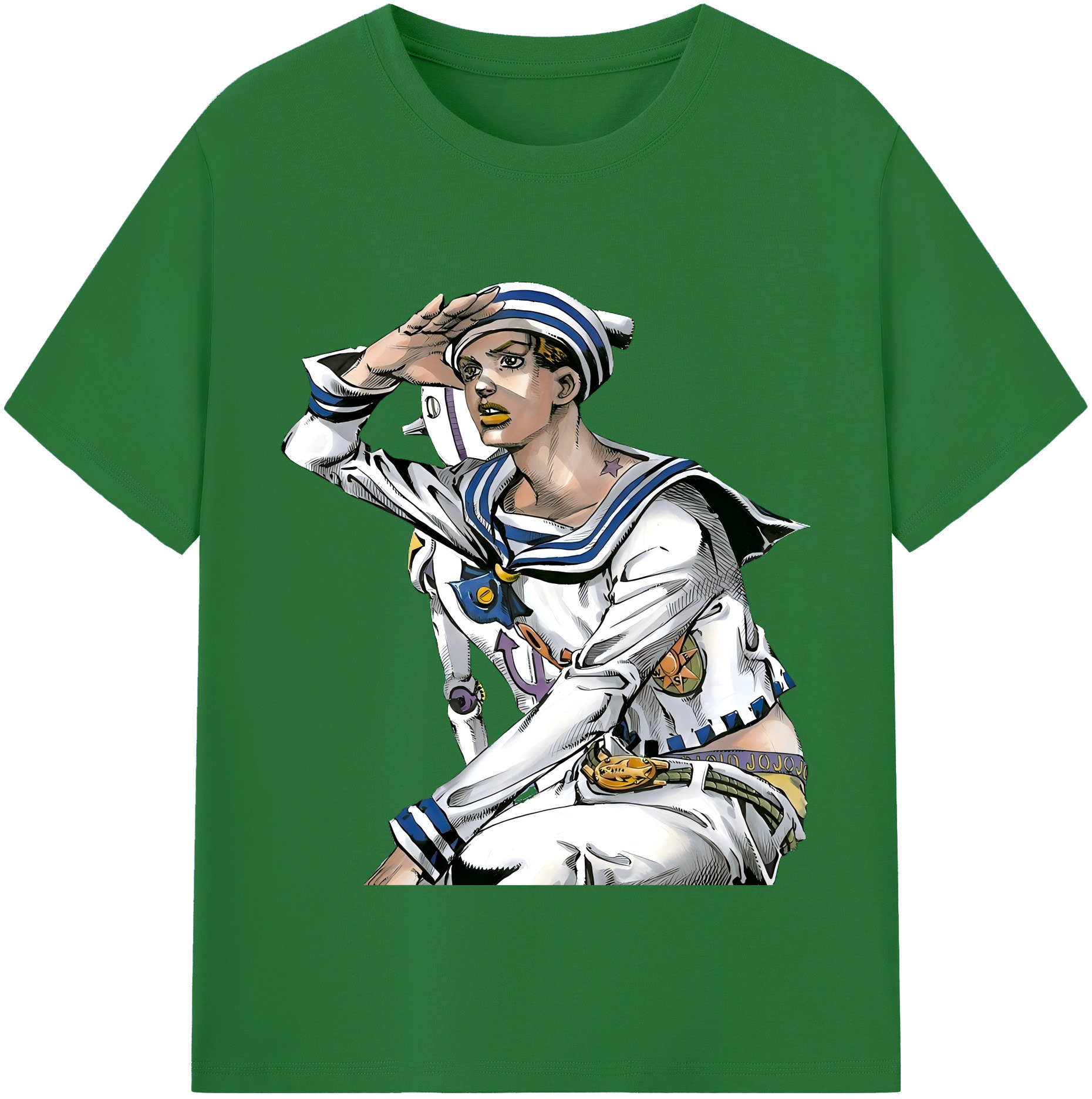 （画像用） ジョジョの奇妙な冒険 東方定助 JoJo's Bizarre Adventure Higashikata Josuke 綿100％半袖Tシャツ（フロントプリント）