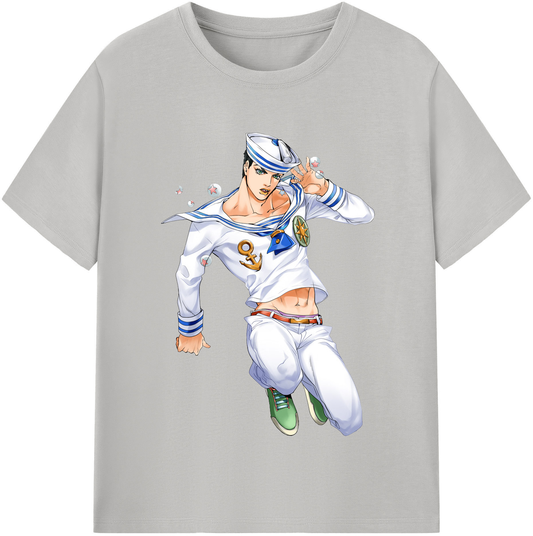 （画像用） ジョジョの奇妙な冒険 東方定助 JoJo's Bizarre Adventure Higashikata Josuke 綿100％半袖Tシャツ（フロントプリント）