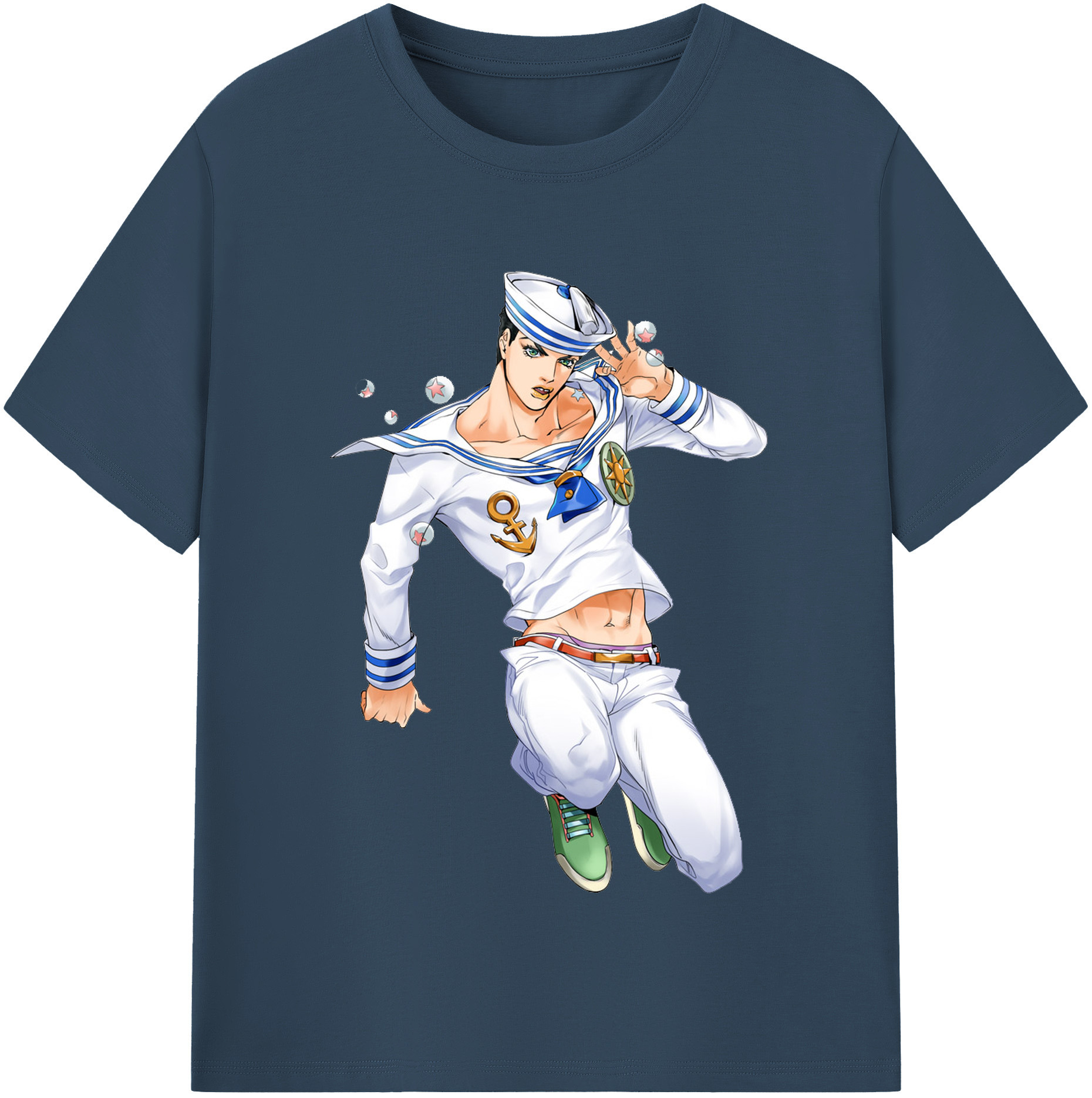 （画像用） ジョジョの奇妙な冒険 東方定助 JoJo's Bizarre Adventure Higashikata Josuke 綿100％半袖Tシャツ（フロントプリント）