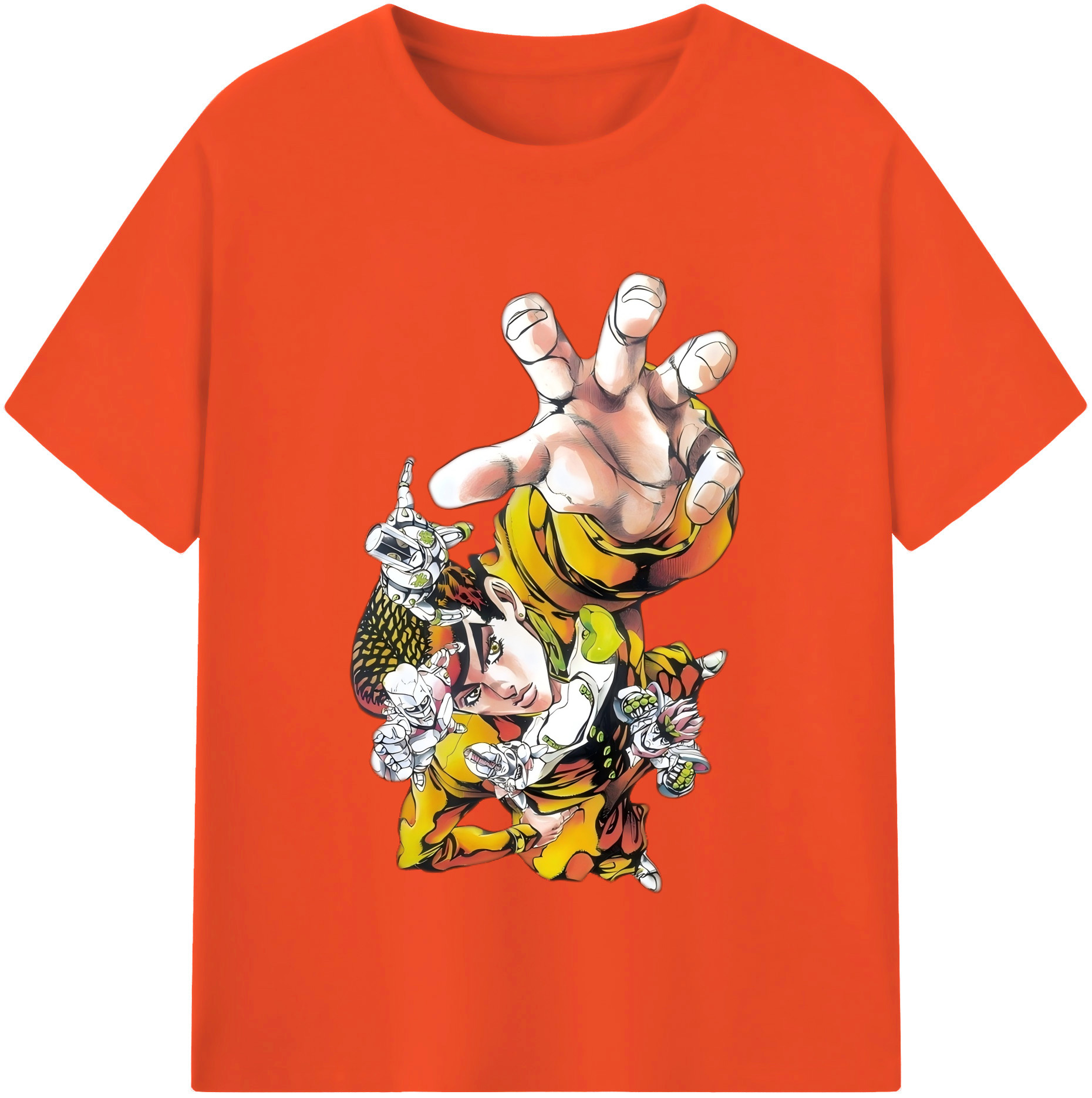 （画像用） ジョジョの奇妙な冒険 ひがしかた じょうすけ JoJo's Bizarre Adventure Higashikata Josuke 綿100％半袖Tシャツ（フロントプリント）
