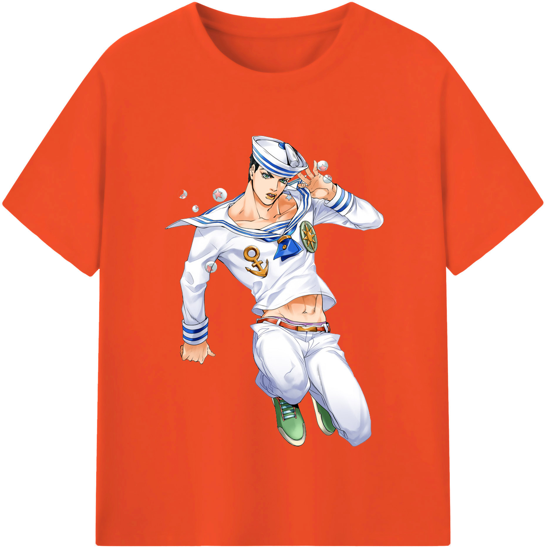 （画像用） ジョジョの奇妙な冒険 東方定助 JoJo's Bizarre Adventure Higashikata Josuke 綿100％半袖Tシャツ（フロントプリント）