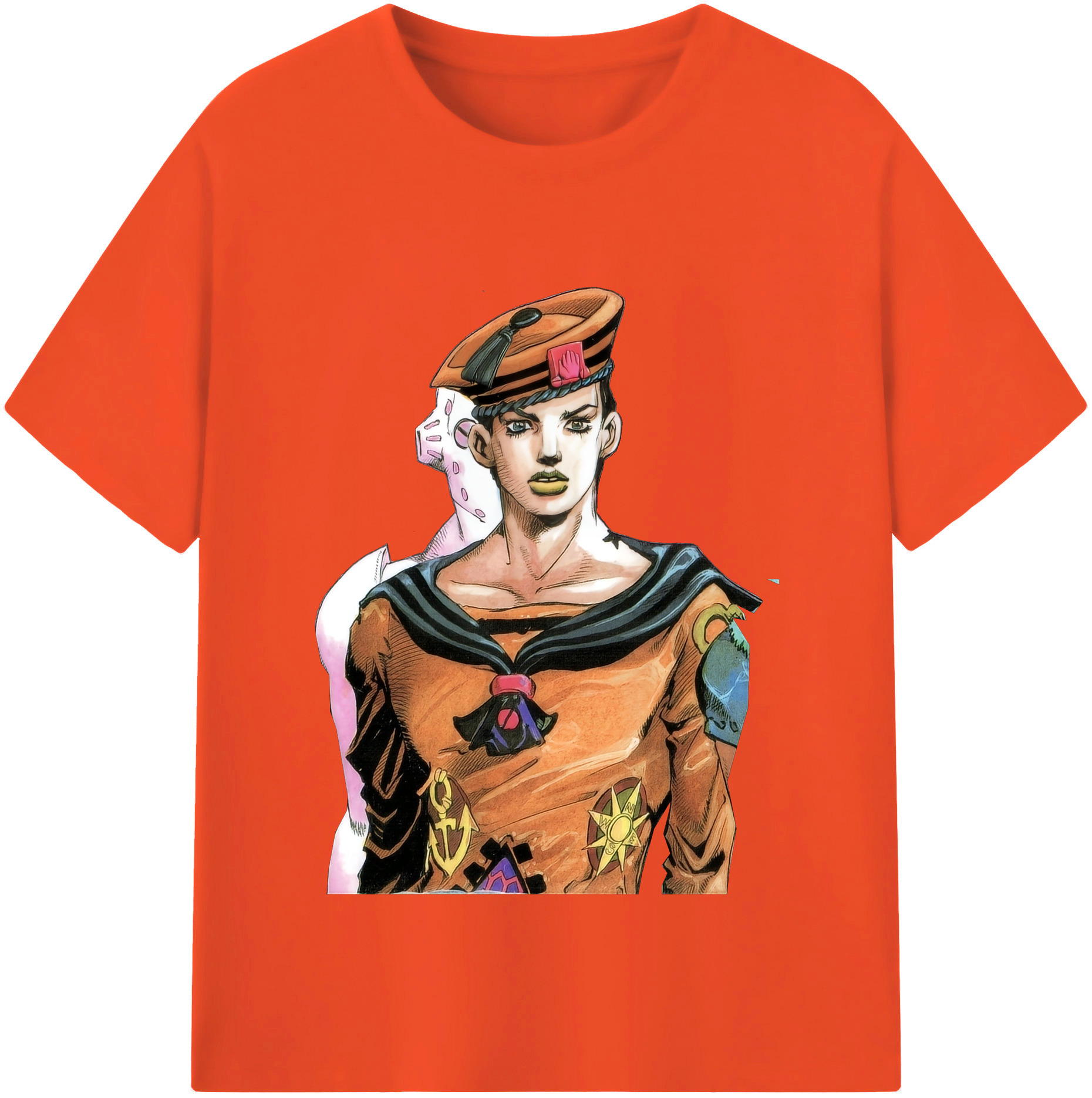 （画像用） ジョジョの奇妙な冒険 東方定助 JoJo's Bizarre Adventure Higashikata Josuke 綿100％半袖Tシャツ（フロントプリント）