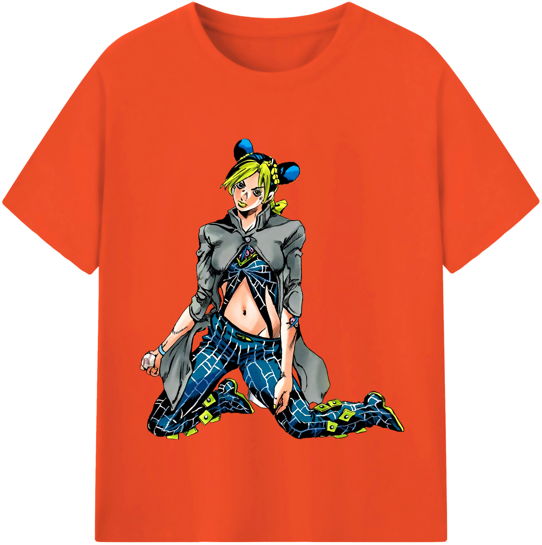 （画像用） "ジョジョの奇妙な冒険 くうじょう ジョリーン JoJo's Bizarre Adventure Jolyne Cujoh " 綿100％半袖Tシャツ（フロントプリント）