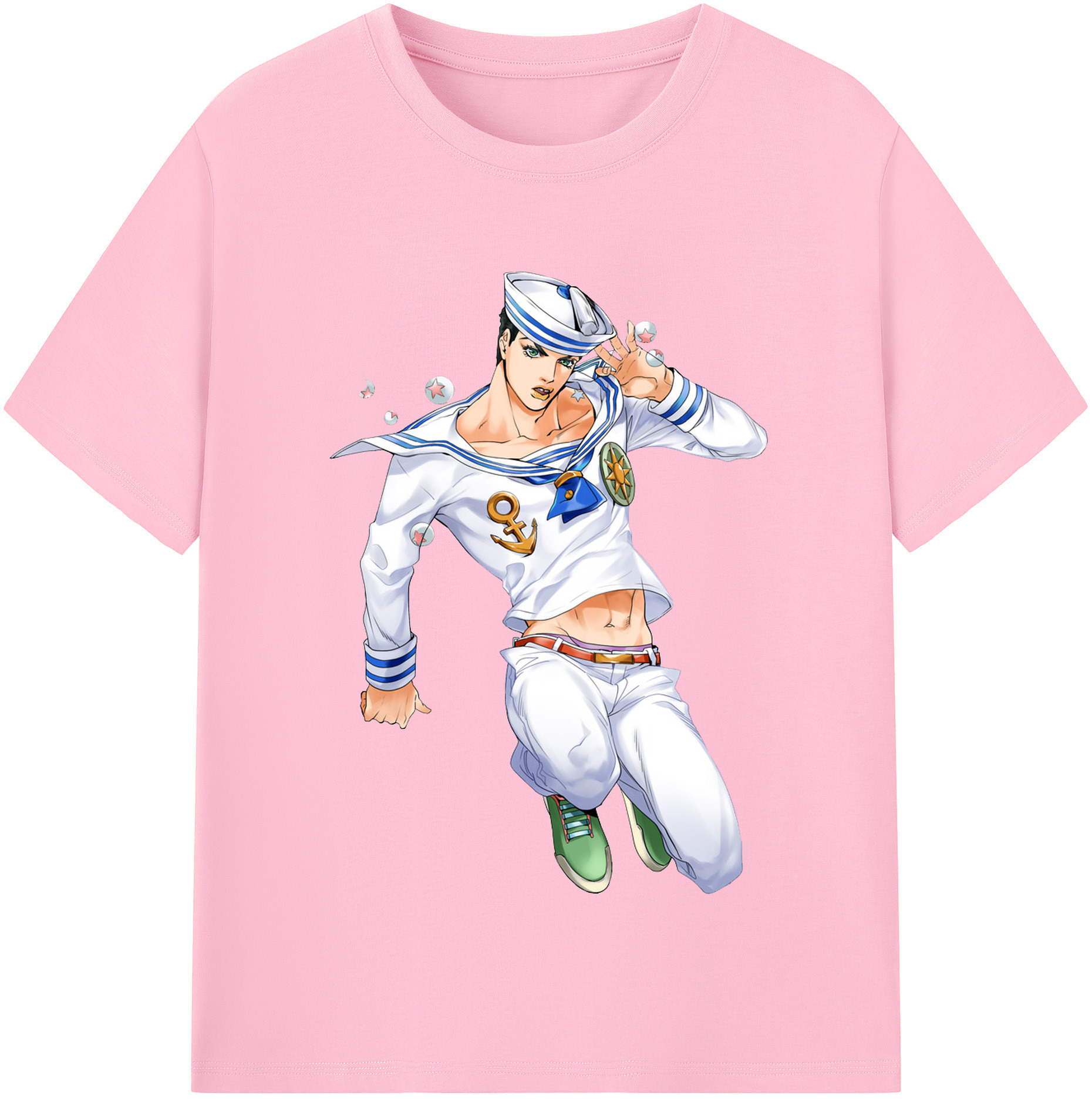 （画像用） ジョジョの奇妙な冒険 東方定助 JoJo's Bizarre Adventure Higashikata Josuke 綿100％半袖Tシャツ（フロントプリント）