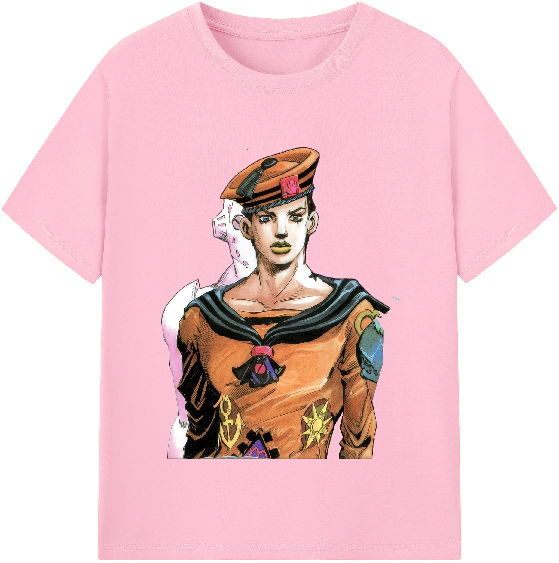 （画像用） ジョジョの奇妙な冒険 東方定助 JoJo's Bizarre Adventure Higashikata Josuke 綿100％半袖Tシャツ（フロントプリント）