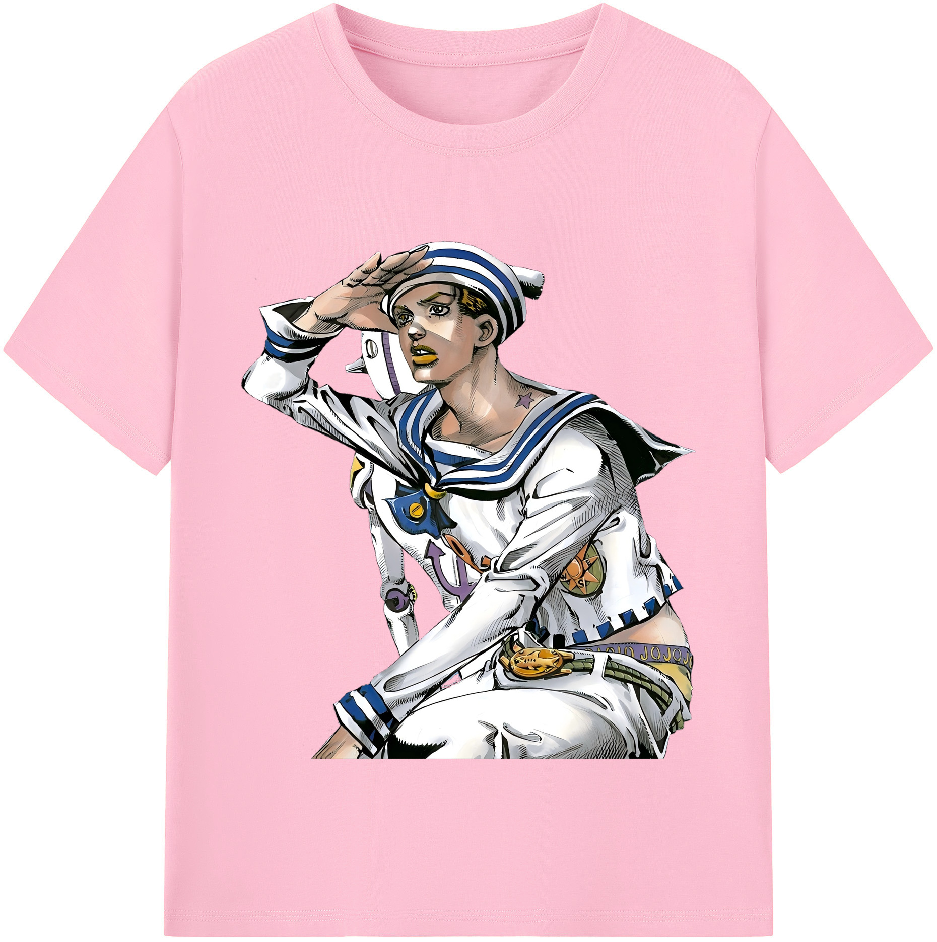 （画像用） ジョジョの奇妙な冒険 東方定助 JoJo's Bizarre Adventure Higashikata Josuke 綿100％半袖Tシャツ（フロントプリント）
