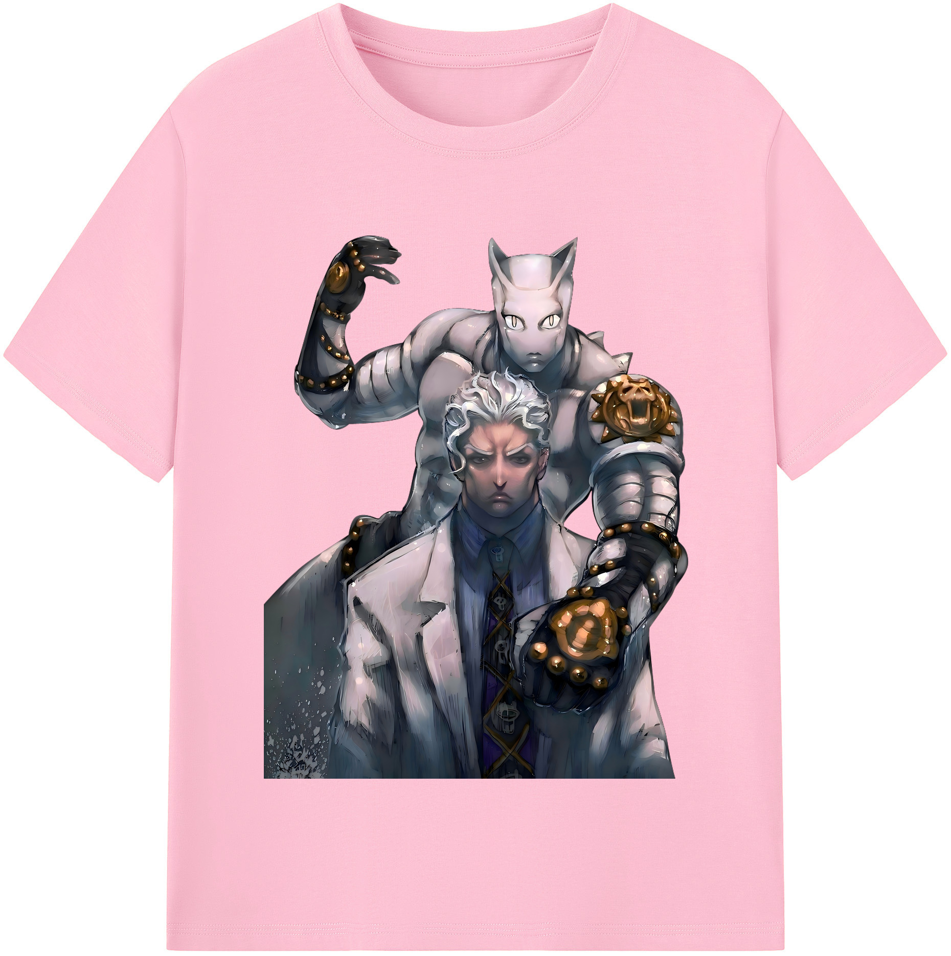 （画像用） ジョジョの奇妙な冒険 きら よしかげ JoJo's Bizarre Adventure Kira Yoshikage 綿100％半袖Tシャツ（フロントプリント）