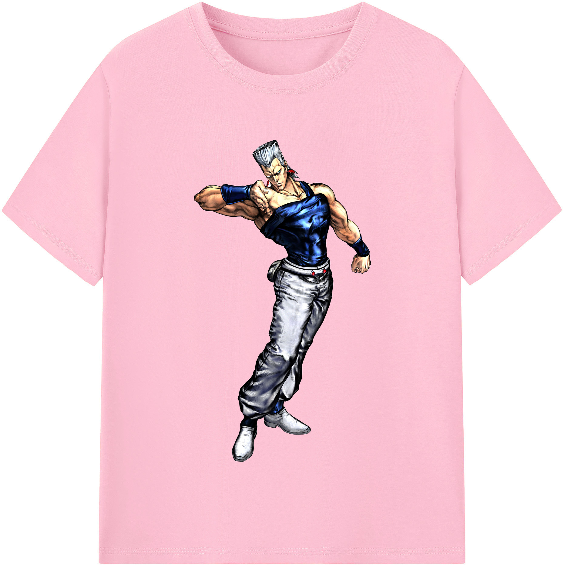 （画像用） ジョジョの奇妙な冒険 ジャン＝ピエール?ポルナレフ JoJo's Bizarre Adventure Jan Pierre Polnareff 綿100％半袖Tシャツ（フロントプリント）