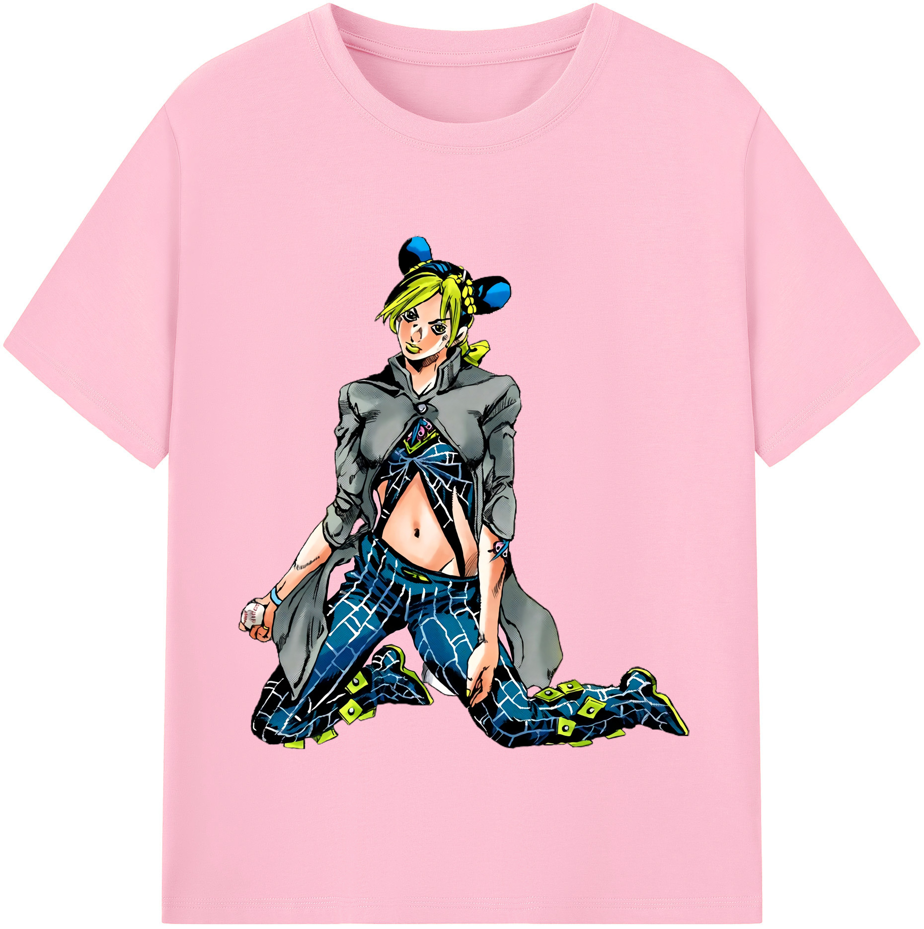 （画像用） "ジョジョの奇妙な冒険 くうじょう ジョリーン JoJo's Bizarre Adventure Jolyne Cujoh " 綿100％半袖Tシャツ（フロントプリント）