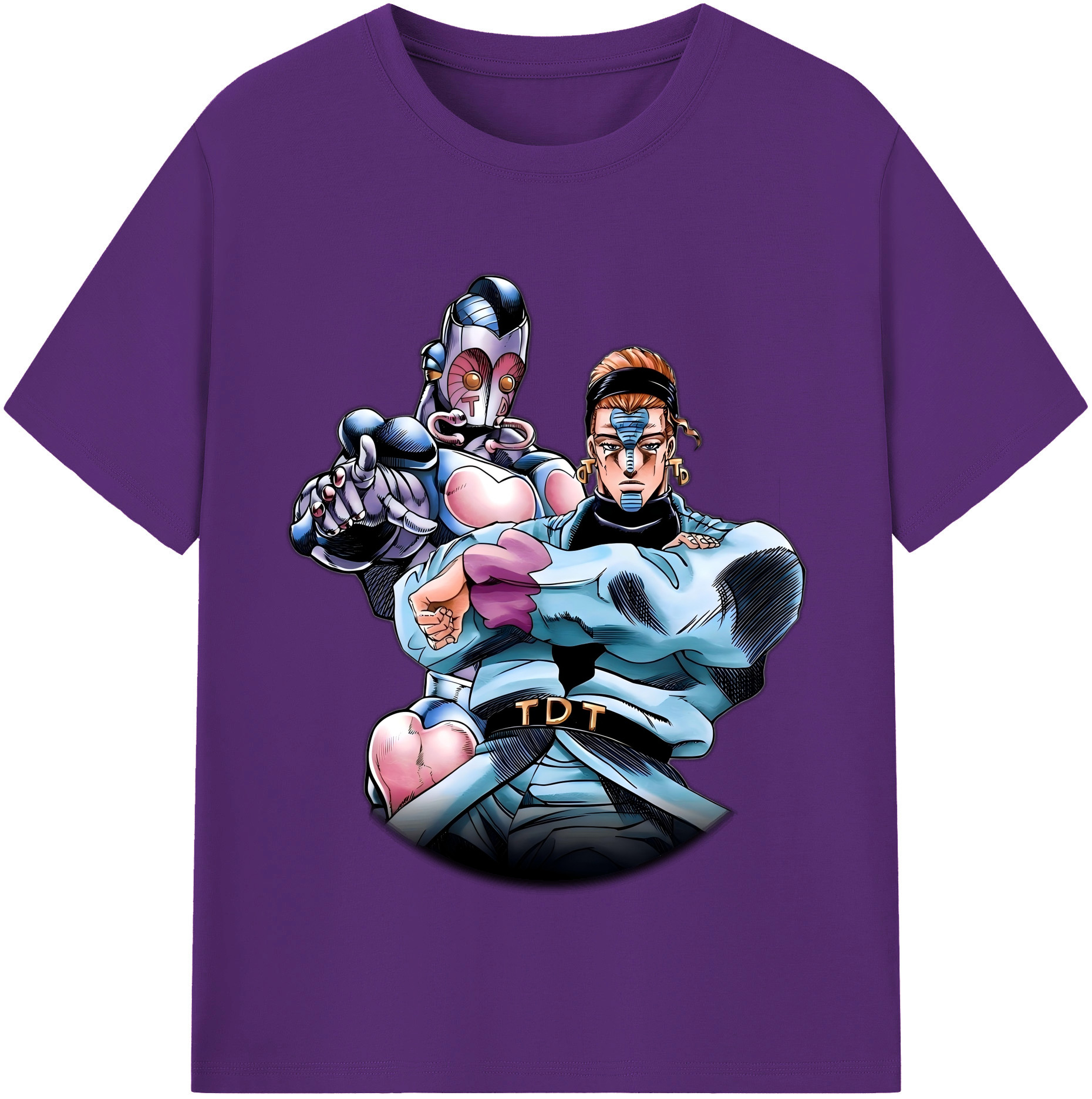 （画像用） ジョジョの奇妙な冒険 ひがしかた じょうすけ JoJo's Bizarre Adventure Higashikata Josuke 綿100％半袖Tシャツ（フロントプリント）