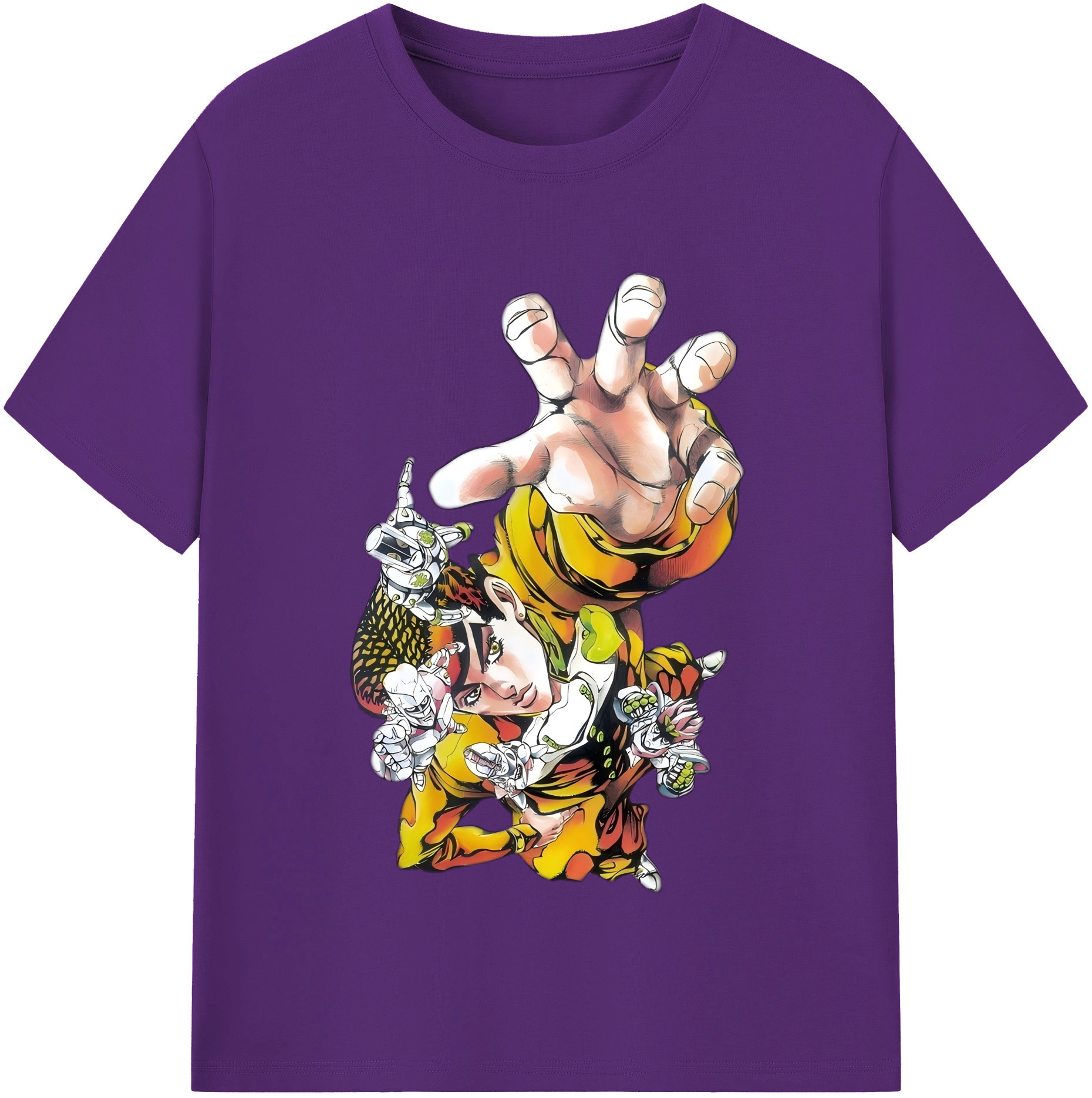 （画像用） ジョジョの奇妙な冒険 ひがしかた じょうすけ JoJo's Bizarre Adventure Higashikata Josuke 綿100％半袖Tシャツ（フロントプリント）