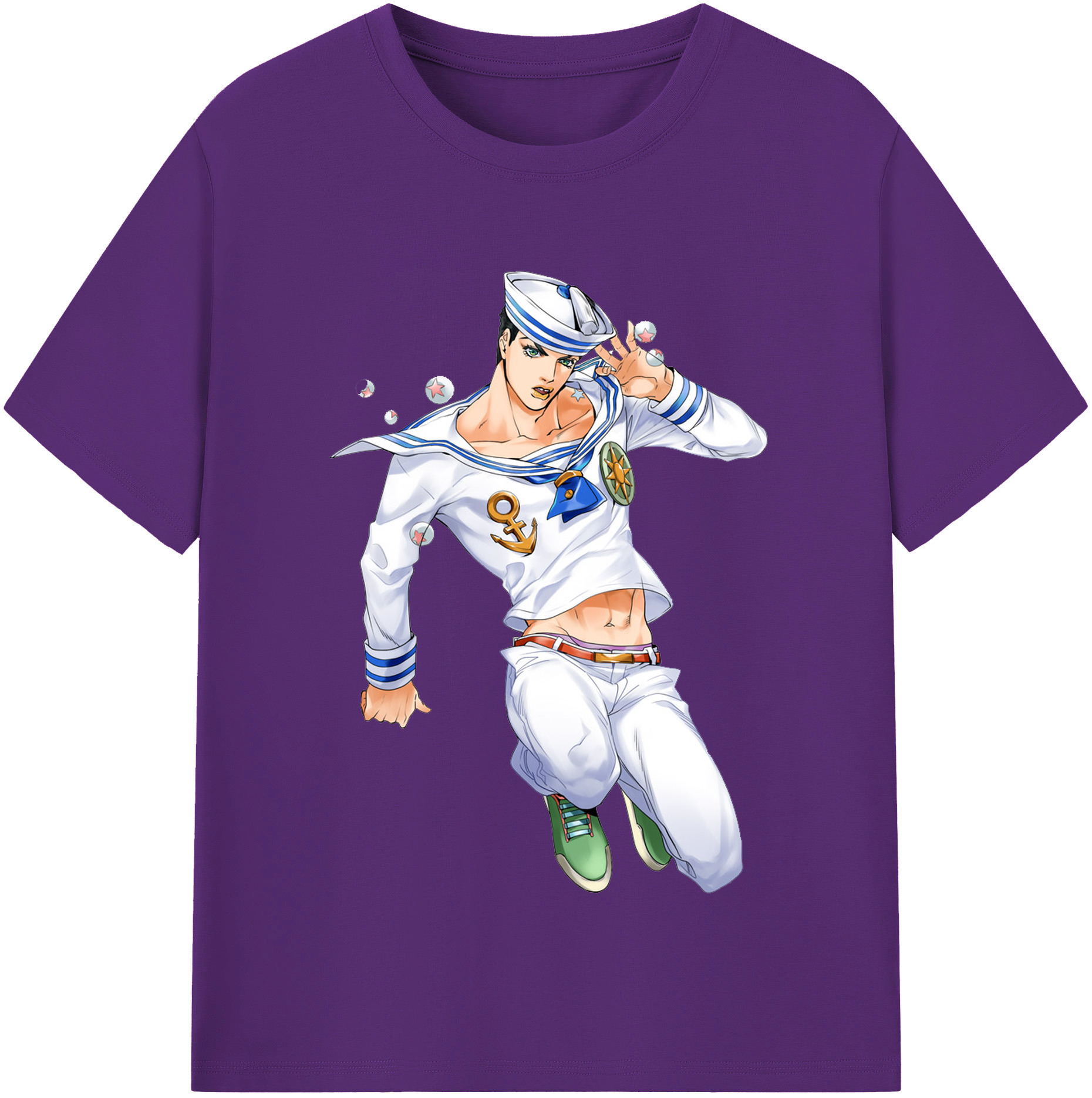 （画像用） ジョジョの奇妙な冒険 東方定助 JoJo's Bizarre Adventure Higashikata Josuke 綿100％半袖Tシャツ（フロントプリント）
