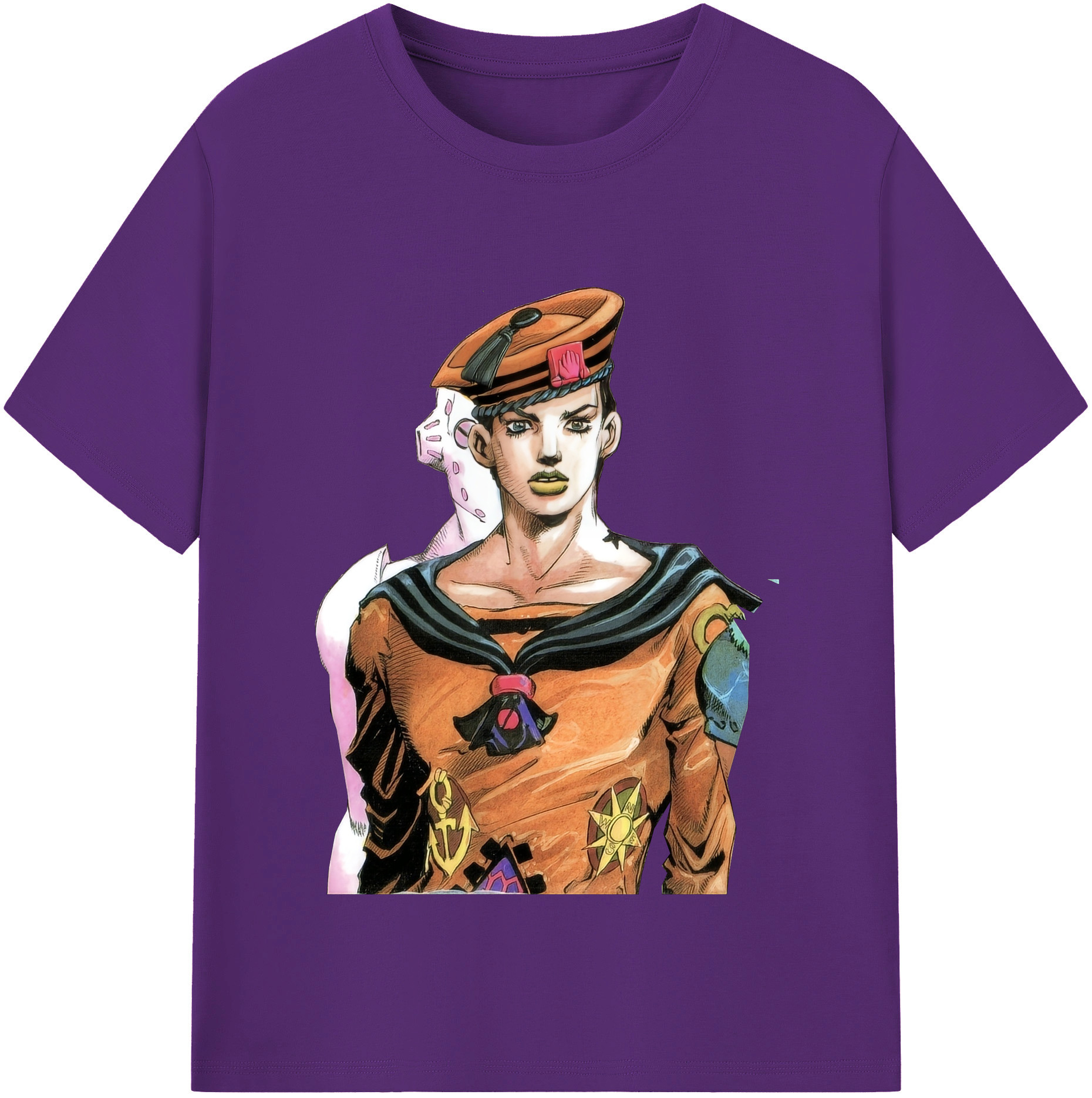 （画像用） ジョジョの奇妙な冒険 東方定助 JoJo's Bizarre Adventure Higashikata Josuke 綿100％半袖Tシャツ（フロントプリント）