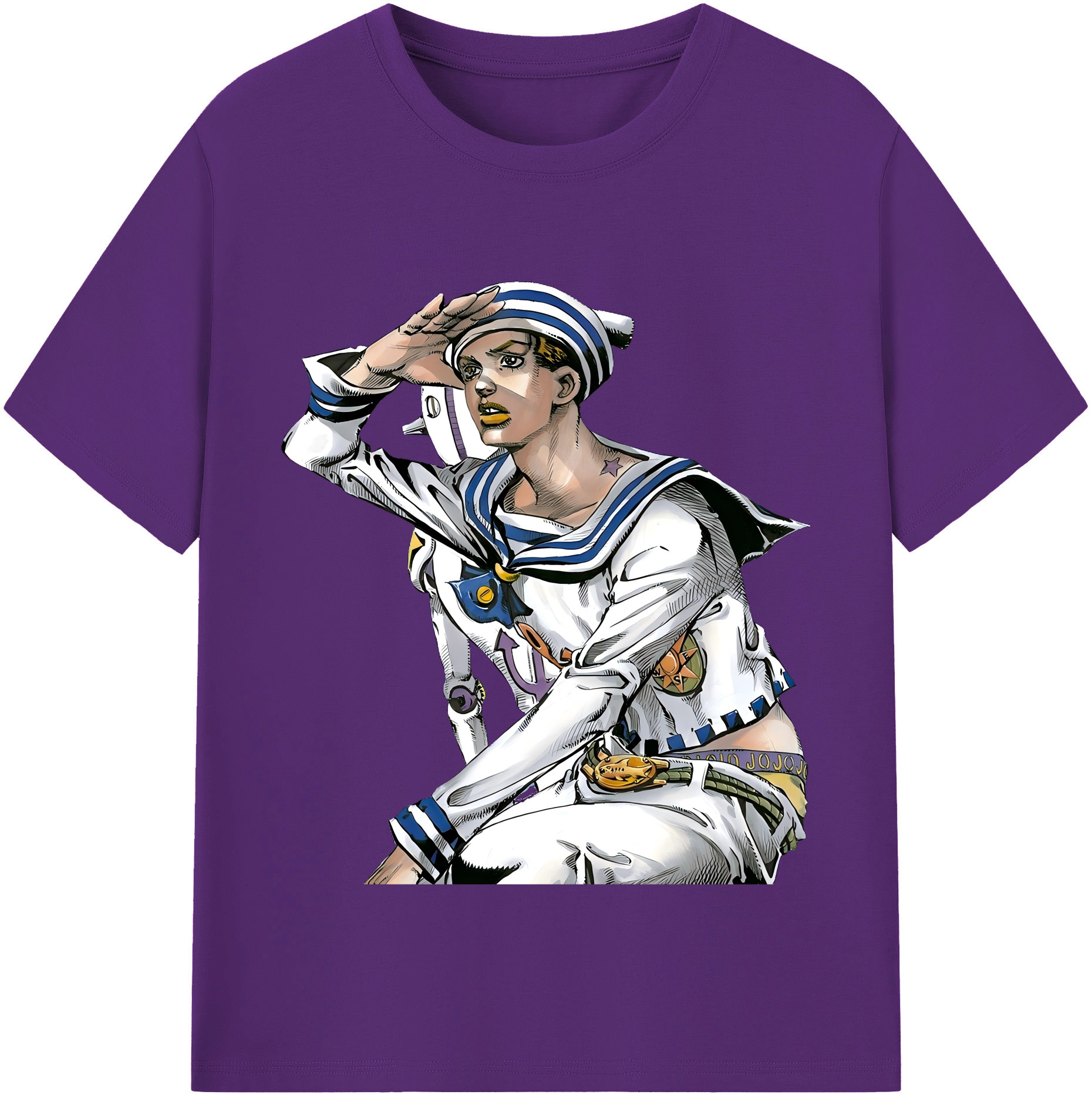 （画像用） ジョジョの奇妙な冒険 東方定助 JoJo's Bizarre Adventure Higashikata Josuke 綿100％半袖Tシャツ（フロントプリント）