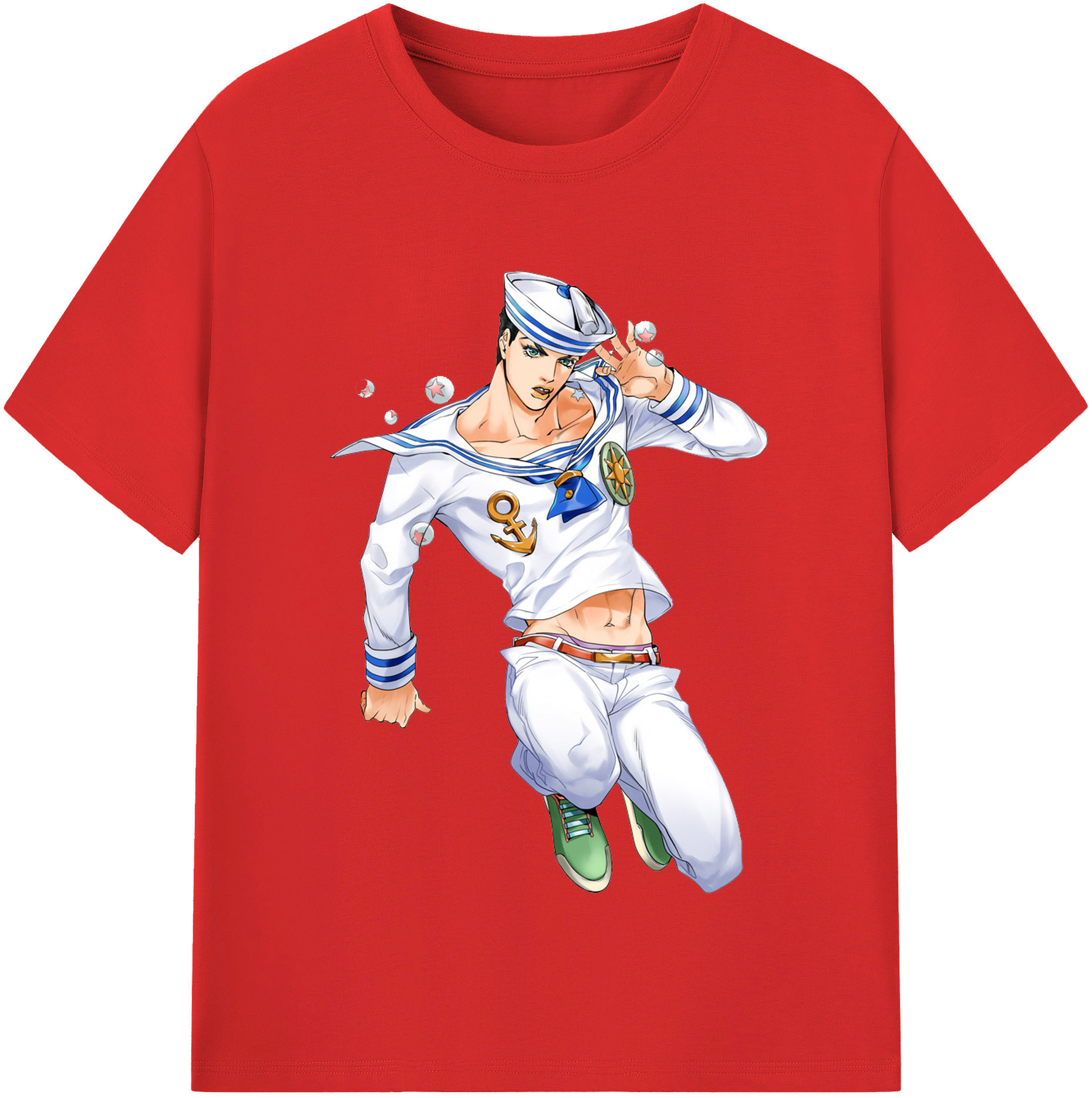 （画像用） ジョジョの奇妙な冒険 東方定助 JoJo's Bizarre Adventure Higashikata Josuke 綿100％半袖Tシャツ（フロントプリント）